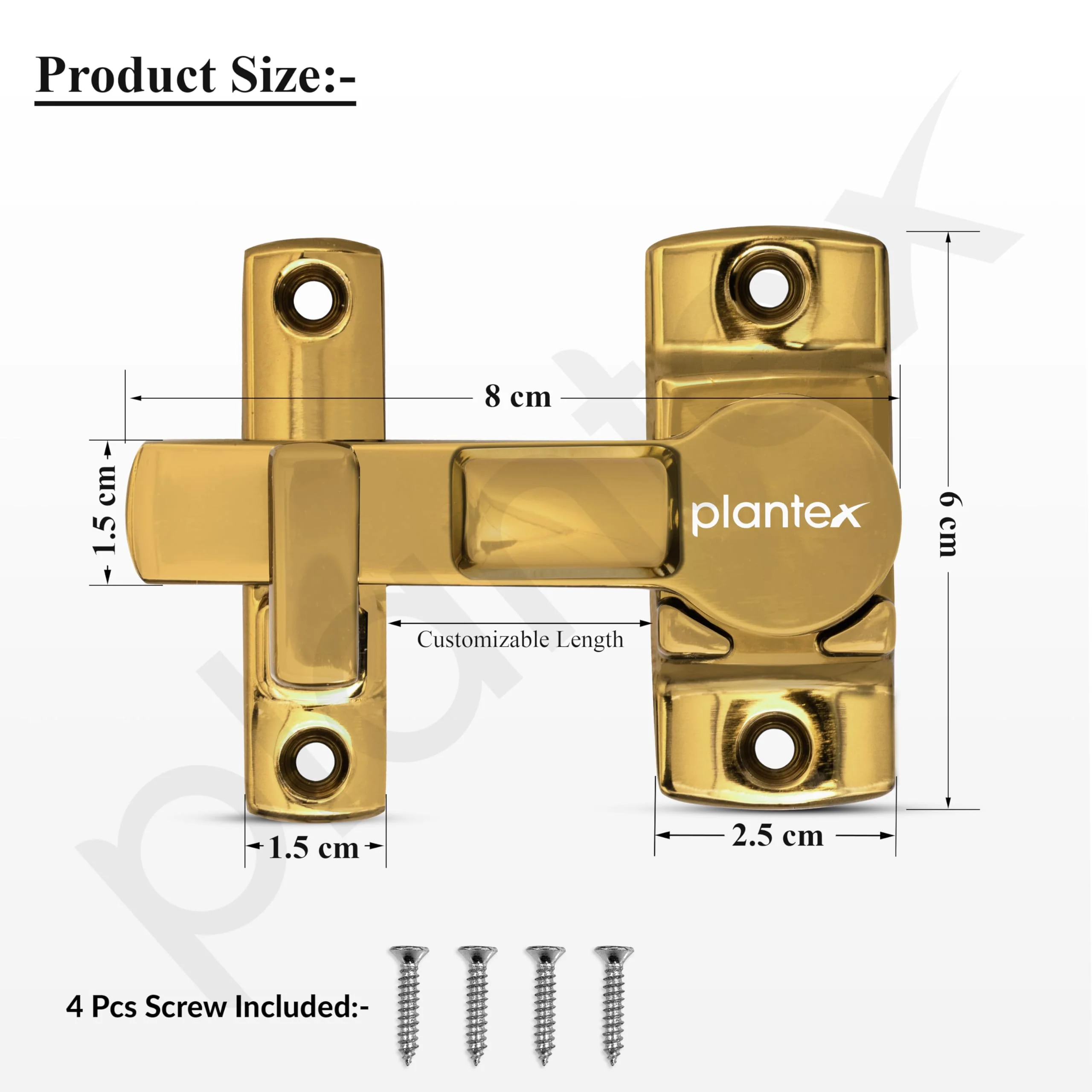 Plantex Door Latch for Balcony/Bathroom/Bedroom/Garden/Sliding Gate - Flip Lock/Chitkani/Back Stopper - (PVD Gold) - Image 3