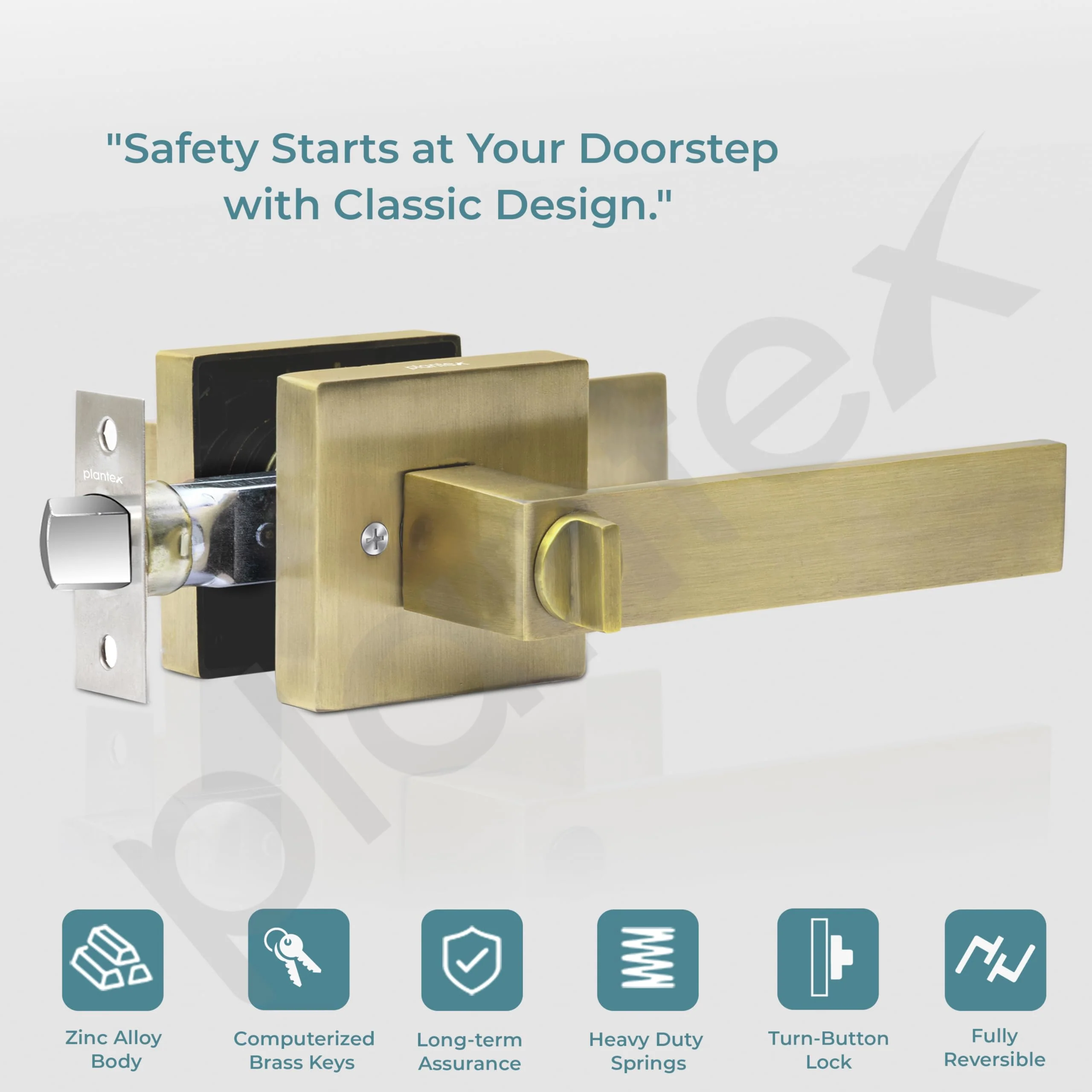 Plantex Door Lock/Heavy Duty Main Door Lock with 3 Key/Mortise Locks for Home/Office/Hotel - (9807-Brass Antique) - Image 3
