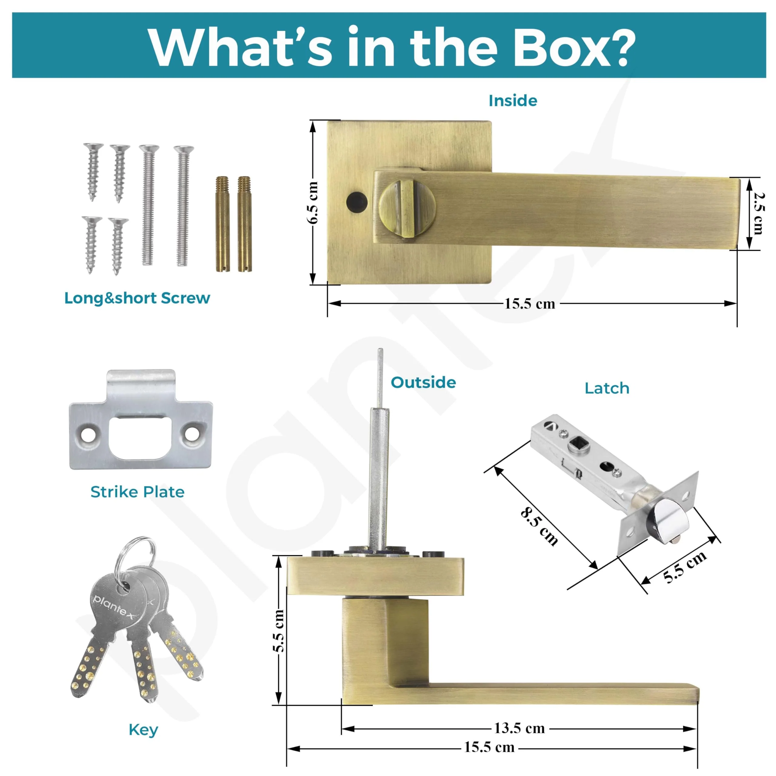 Plantex Door Lock/Heavy Duty Main Door Lock with 3 Key/Mortise Locks for Home/Office/Hotel - (9807-Brass Antique) - Image 6