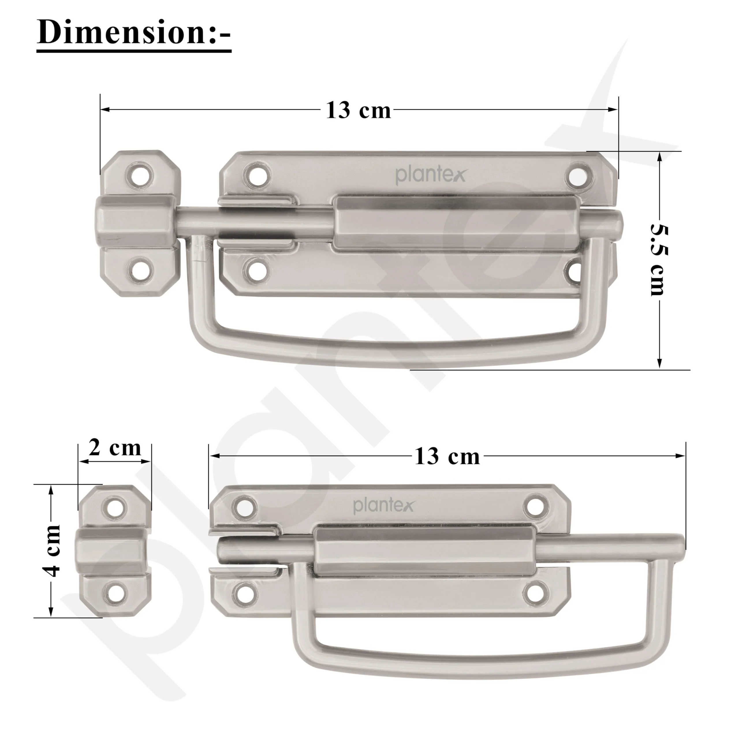 Plantex Door Stopper/5 Inch Baby Latch Kadi/Door Latch for Bathroom/Door Lock for Home/Office Doors - Pack of 3 (Matt) - Image 4