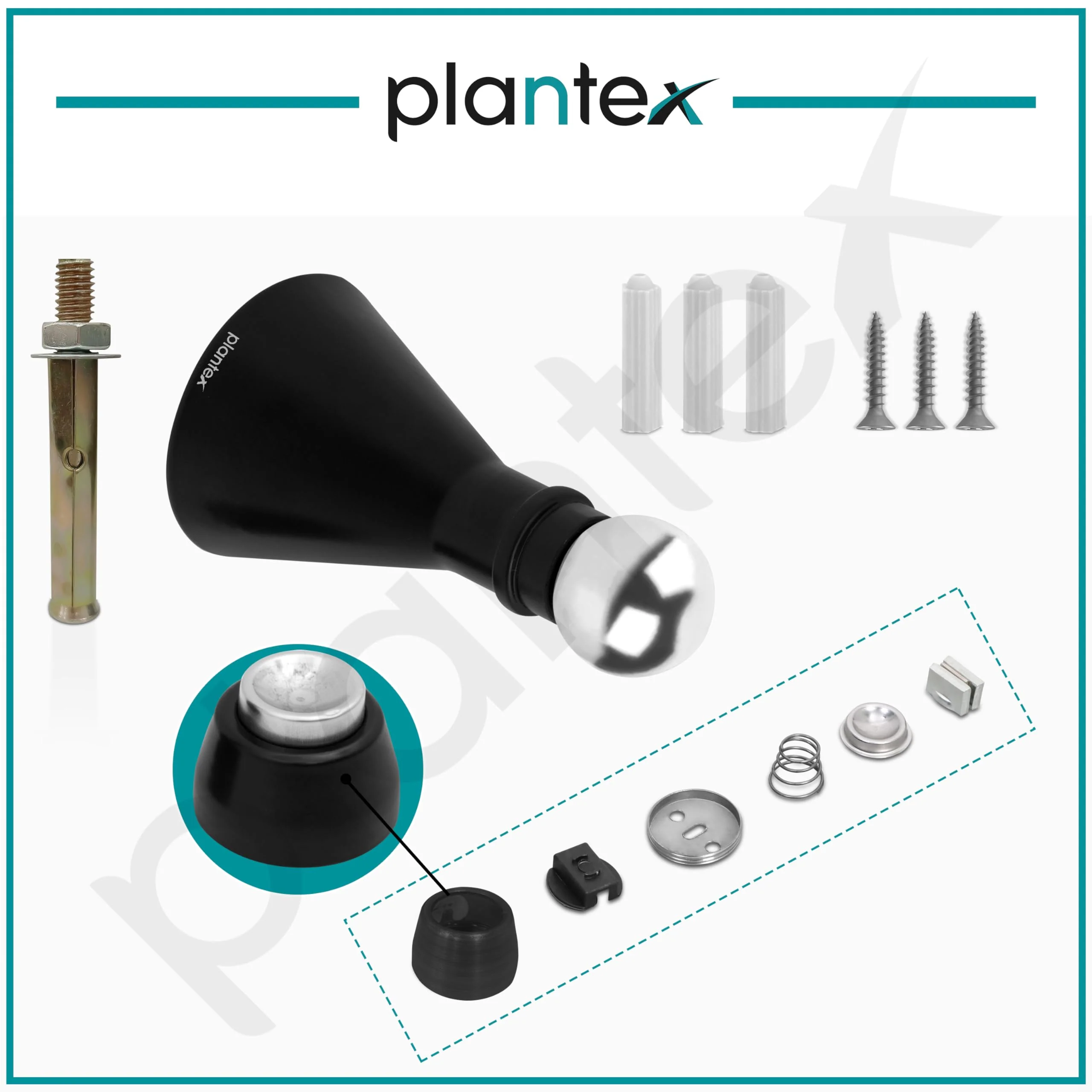Plantex Door Stopper for Home/High Grade Stainless Steel Door Catcher/5 Inch Door Magnet Stopper/360 Degree Angle Door Magnet for Home/Office/Hotel - (Black) - Image 2