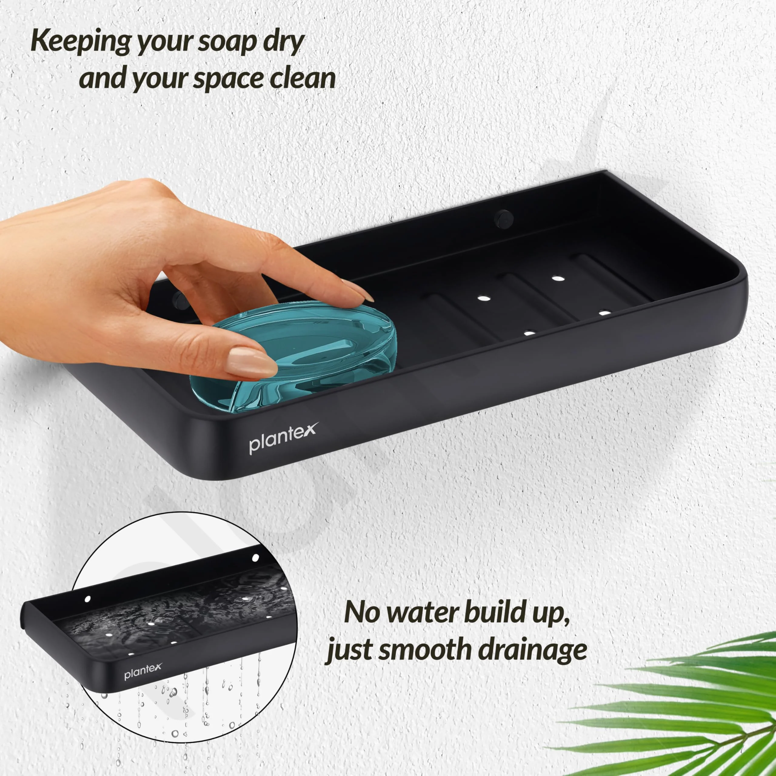 Plantex Double Soap Holder for Bathroom/Dual Soap Case/Soap Stand/Bathroom Accessories - Pack of 1 (1503, Black) - Image 4