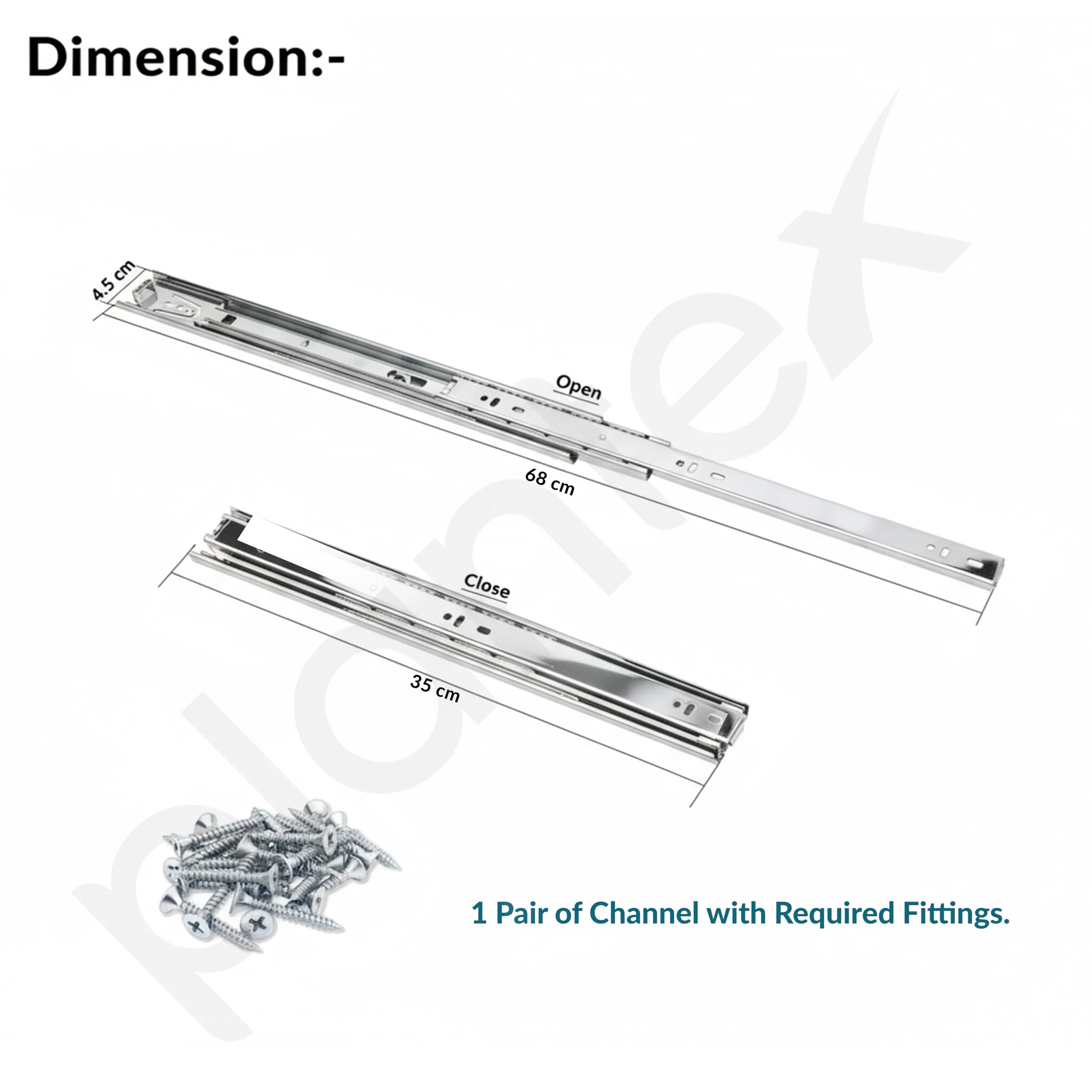 Plantex Drawer Channel/Regular Close Ball Bearing Channel for Drawer/Telescopic Drawer Channel for Wooden & Metals Drawers in Kitchen, Wardrobe, (14-Inch,Silver) 1 Pair Set - Image 3