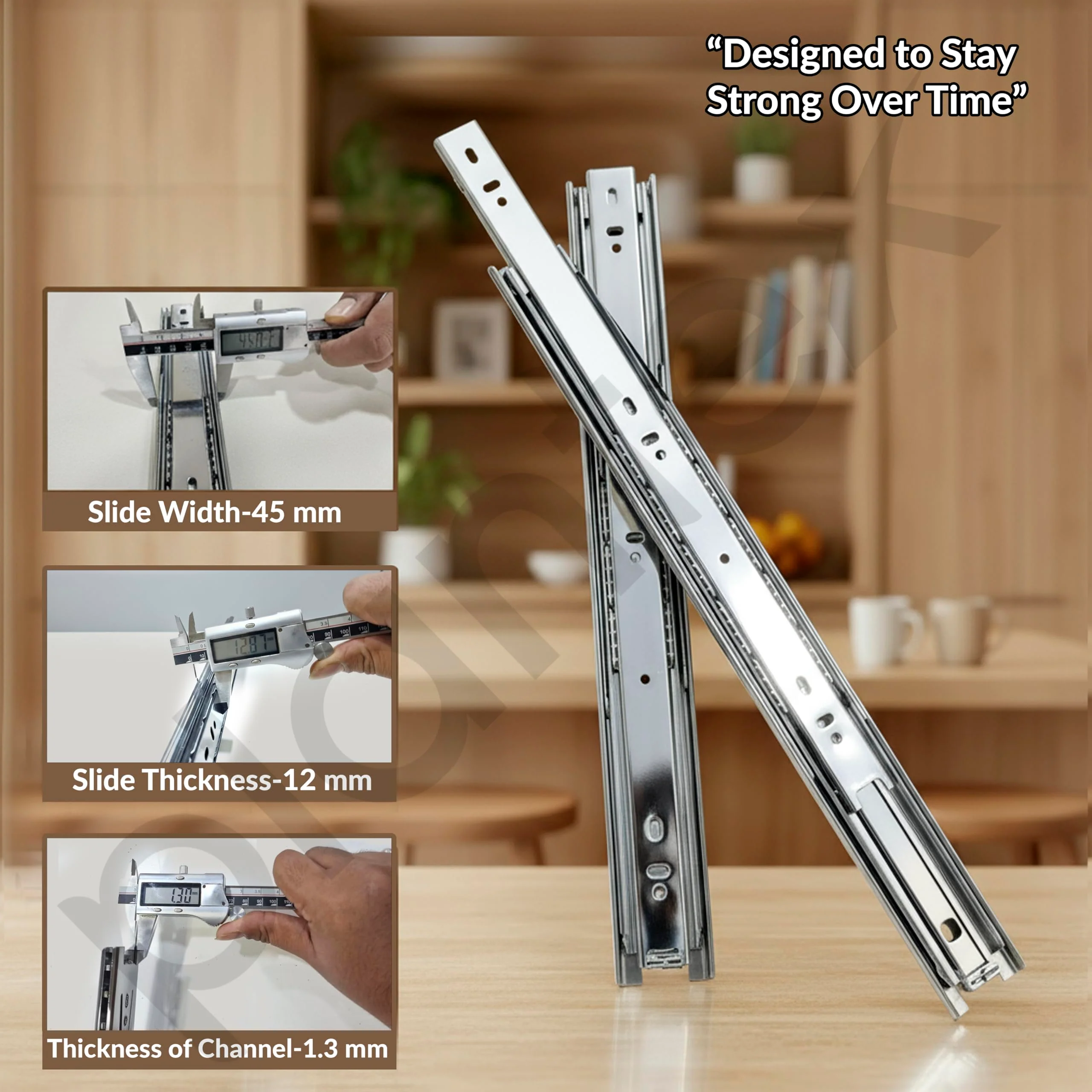 Plantex Drawer Channel/Regular Close Ball Bearing Channel for Drawer/Telescopic Drawer Channel for Wooden & Metals Drawers in Kitchen, Wardrobe, (14-Inch,Silver) 1 Pair Set - Image 7
