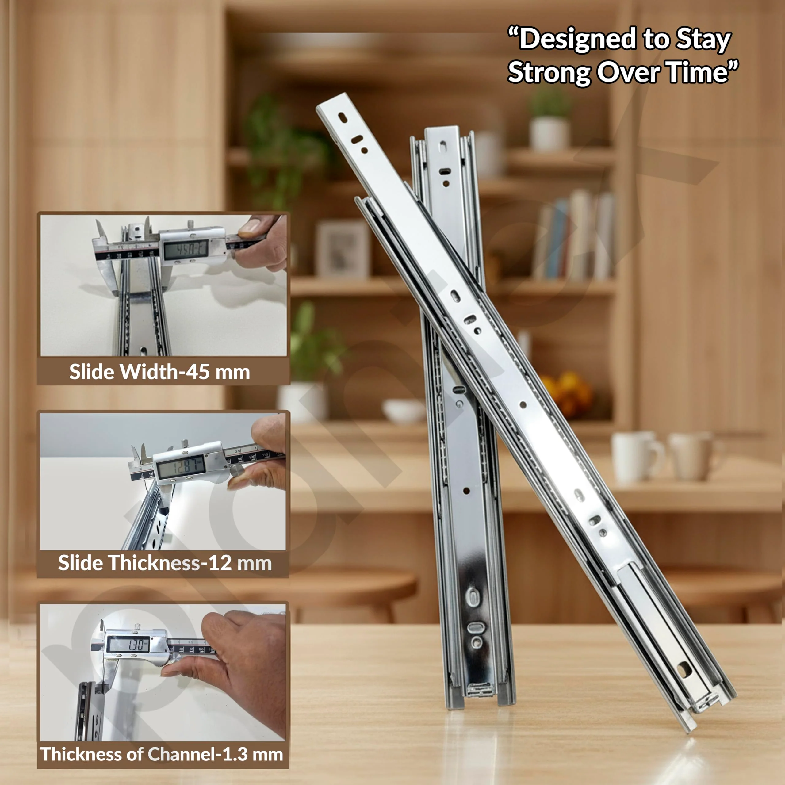 Plantex Drawer Channel/Regular Close Ball Bearing Channel for Drawer/Telescopic Drawer Channel Slide for Wooden & Metals Drawers in Kitchen, Wardrobe, (12-Inch,Silver) 1 Pair Set - Image 7