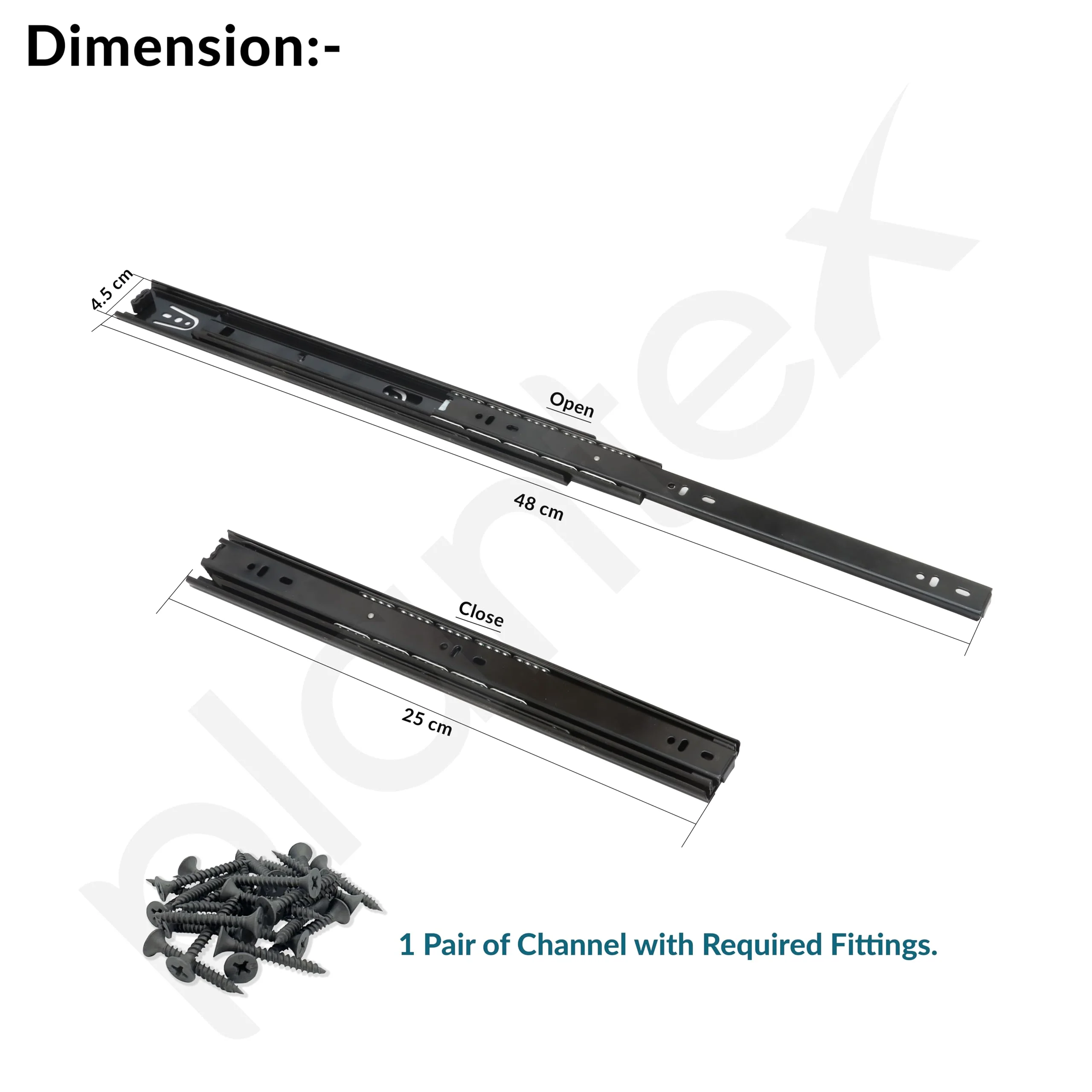 Plantex Drawer Channel/Regular Close Ball Bearing Slider Drawer Channel for Home, Kitchen & Wardrobe/Channel for Drawer (10-Inch,Black) Pair - Image 3