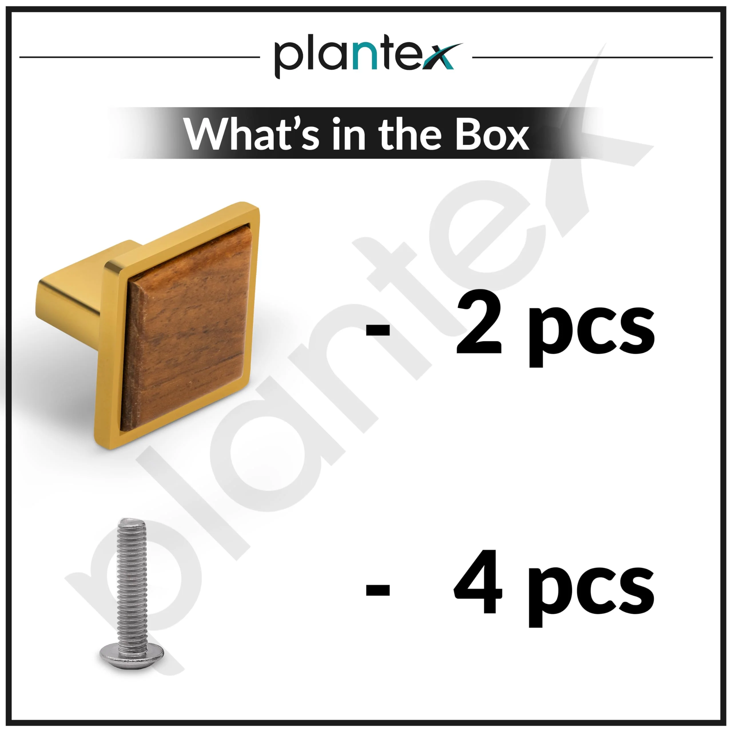 Plantex Drawer Knobs and Pulls - Kitchen Cabinet Handles for Wardrobe - Square Pulls - Pack of 2 (Gold & Wood) - Image 5