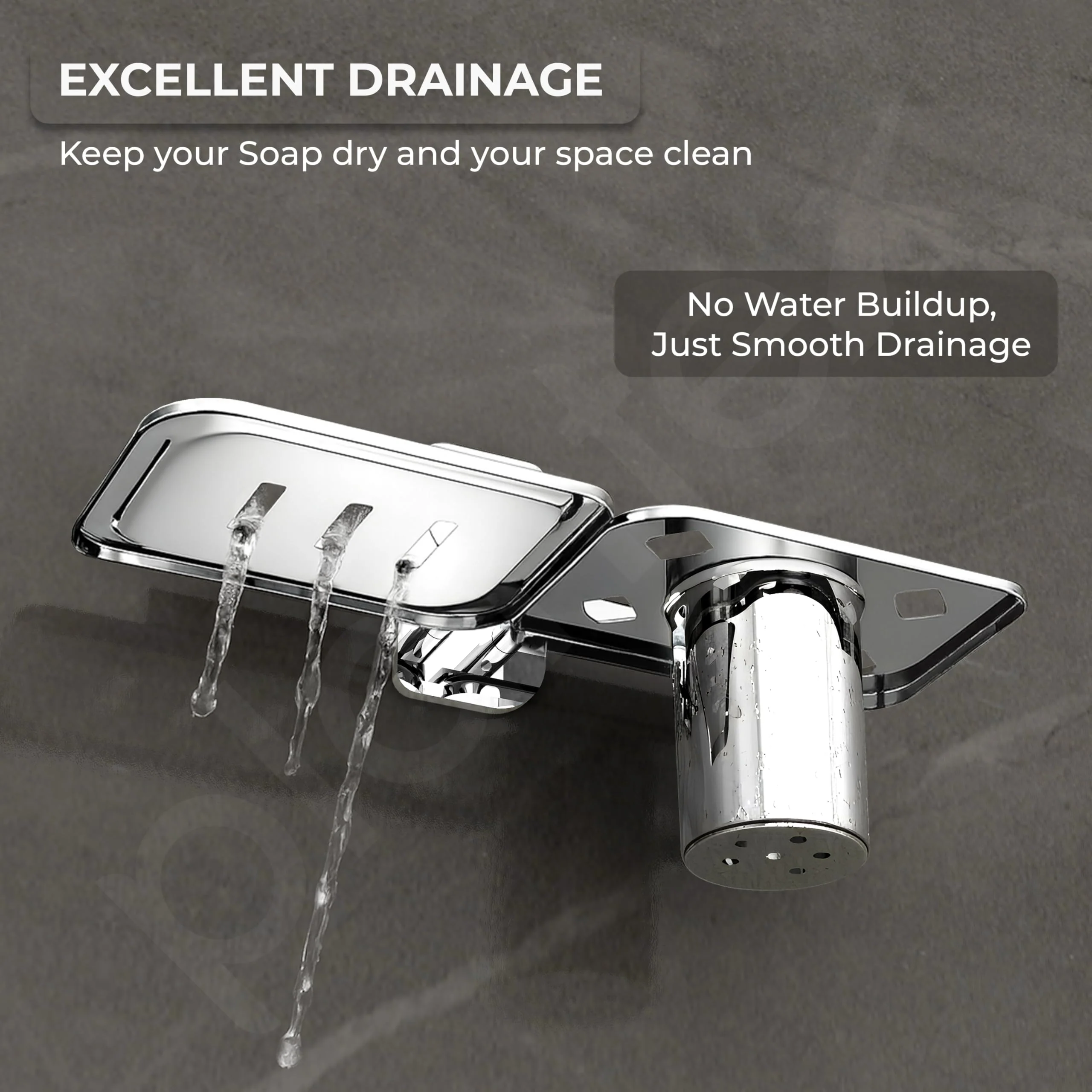 Plantex Dream Stainless Steel 2 in1 Soap Dish with Tumbler Holder/Soap Holder/Bathroom Accessories - Chrome - Image 6