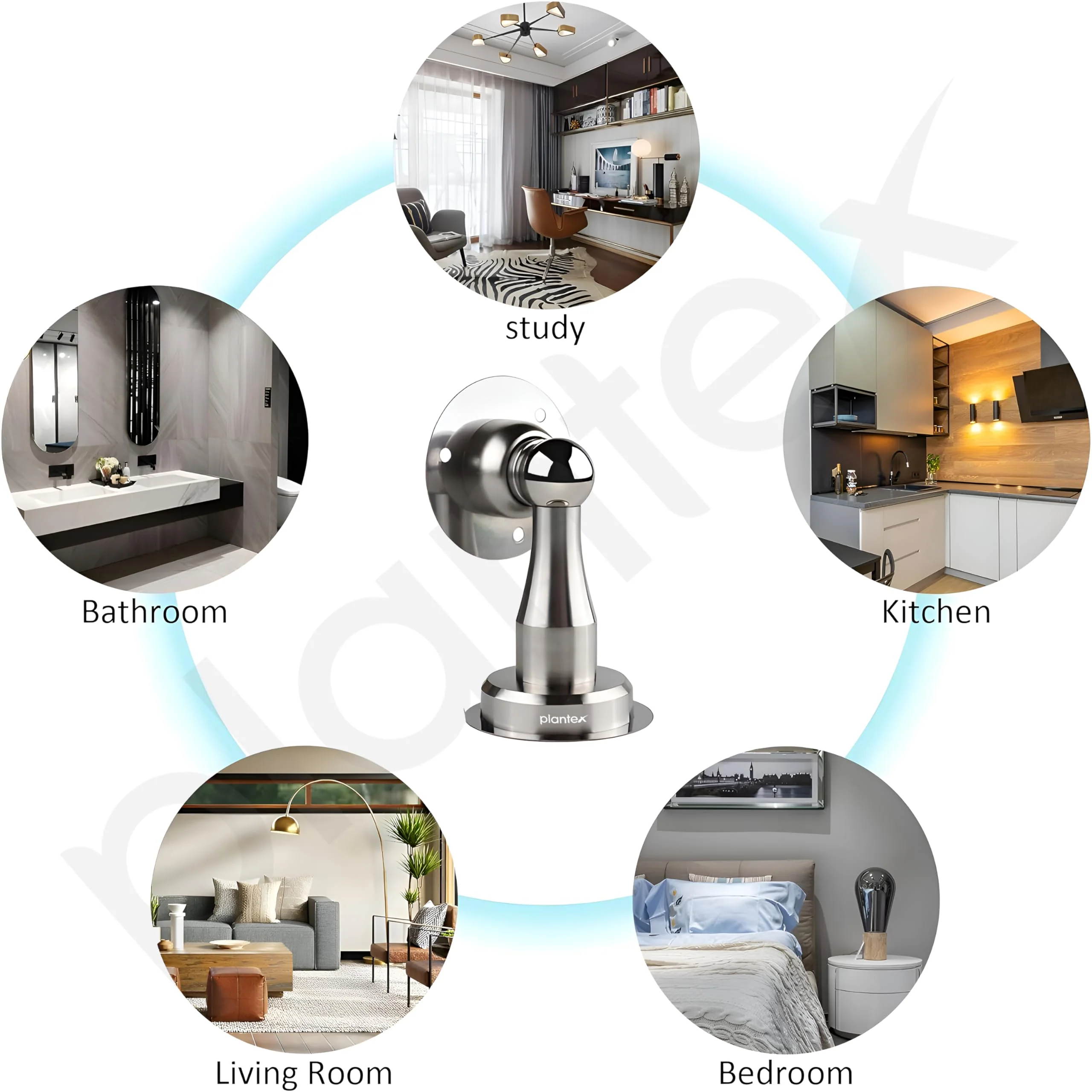 Plantex Drill Free Home Stopper|4 inch self Adhesive Door Magnet for Home|Door Holder for Main Door|Door Magnet Stopper for Office/Hotel/Home - Pack of 2 (matt) - Image 7