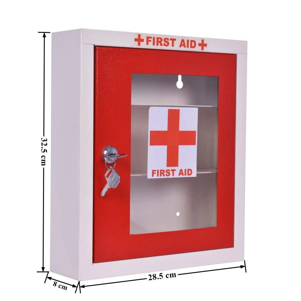 Plantex First Aid Box/Emergency Medical Kit Box for Medicine Storage/Multi Compartment First Aid Kit Box for Home, School, Office with Key Lock - GI Steel (Red & Ivory) - Image 2