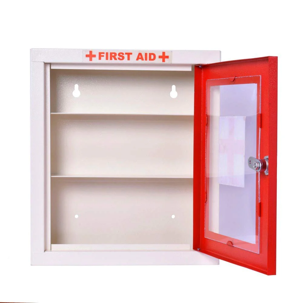 Plantex First Aid Box/Emergency Medical Kit Box for Medicine Storage/Multi Compartment First Aid Kit Box for Home, School, Office with Key Lock - GI Steel (Red & Ivory) - Image 3
