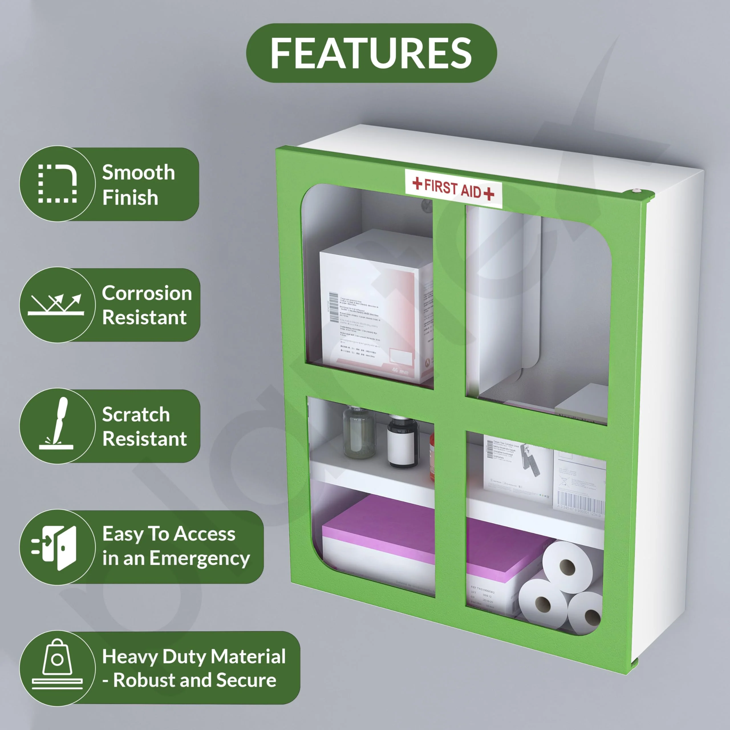 Plantex First Aid Box/Emergency Medical Kit Box for Medicine Storage/Multi Compartment First Aid Kit Box for Home, School, Office Without Key - (Green & White) - Image 4