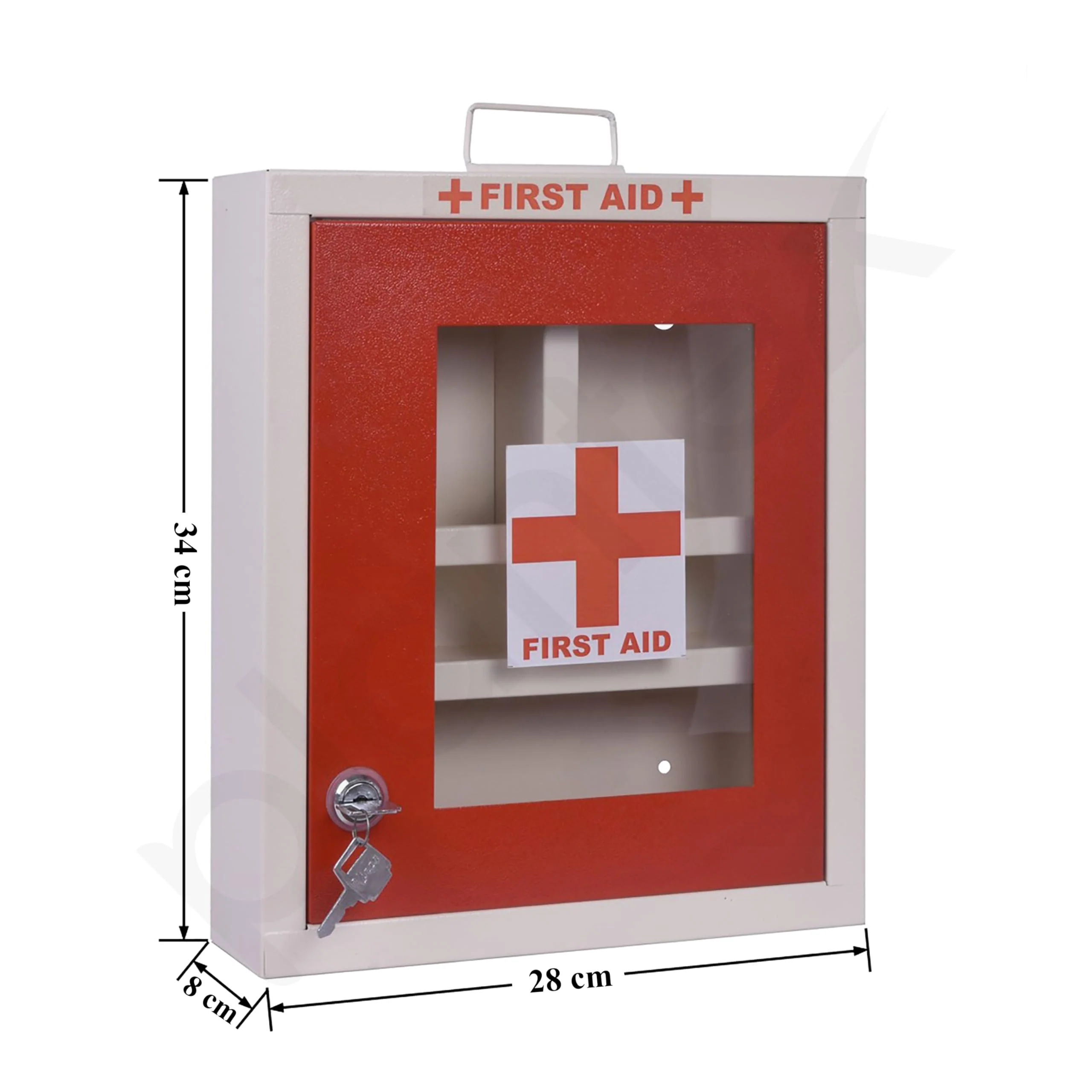Plantex First Aid Kit Box with Multi Compartment/Emergency Medical Box for Home - School - Office/Medicine Box with Lock & Keys - (Red & Ivory) – GI Steel - Image 3
