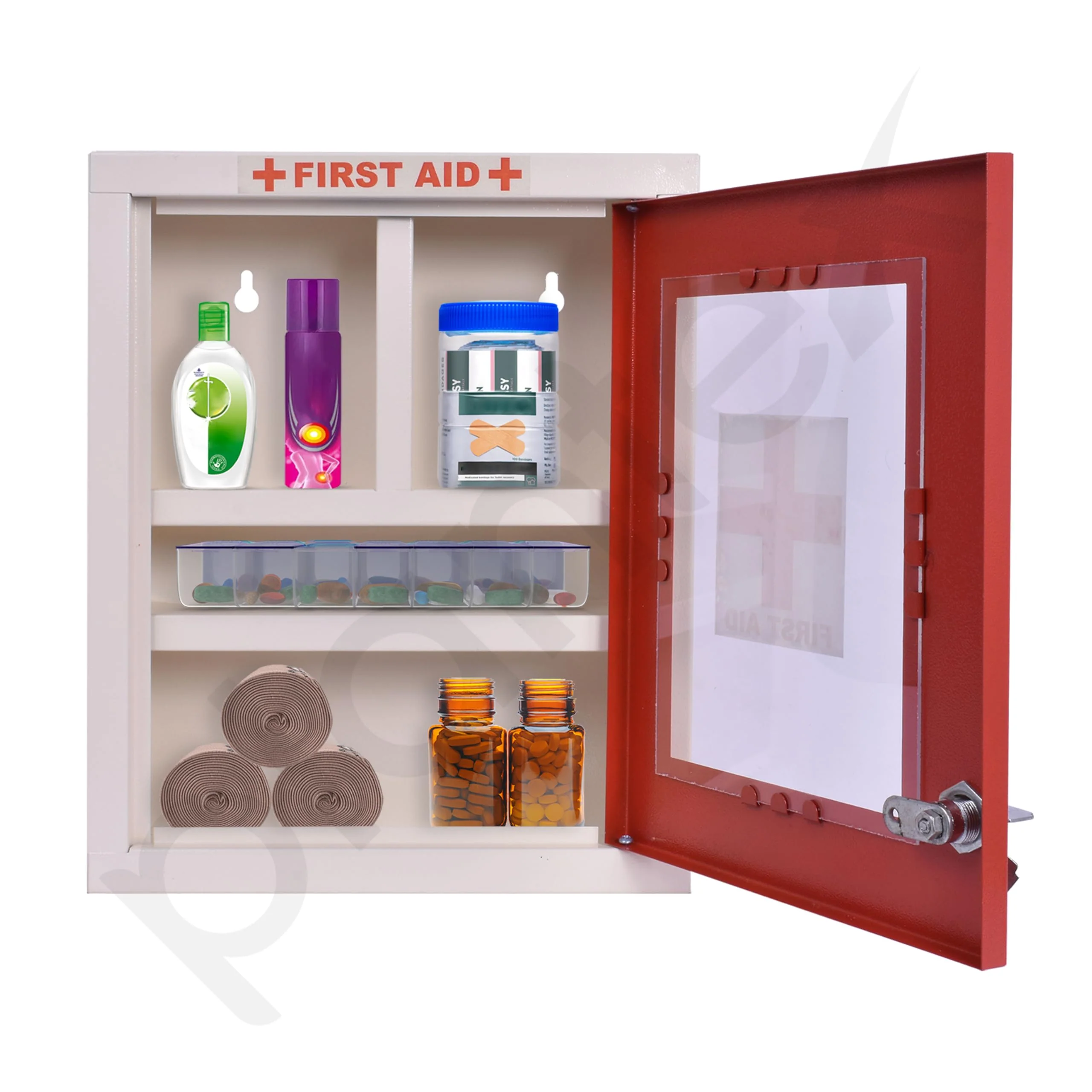 Plantex First Aid Kit Box with Multi Compartment/Emergency Medical Box for Home - School - Office/Medicine Box with Lock & Keys - (Red & Ivory) – GI Steel - Image 6