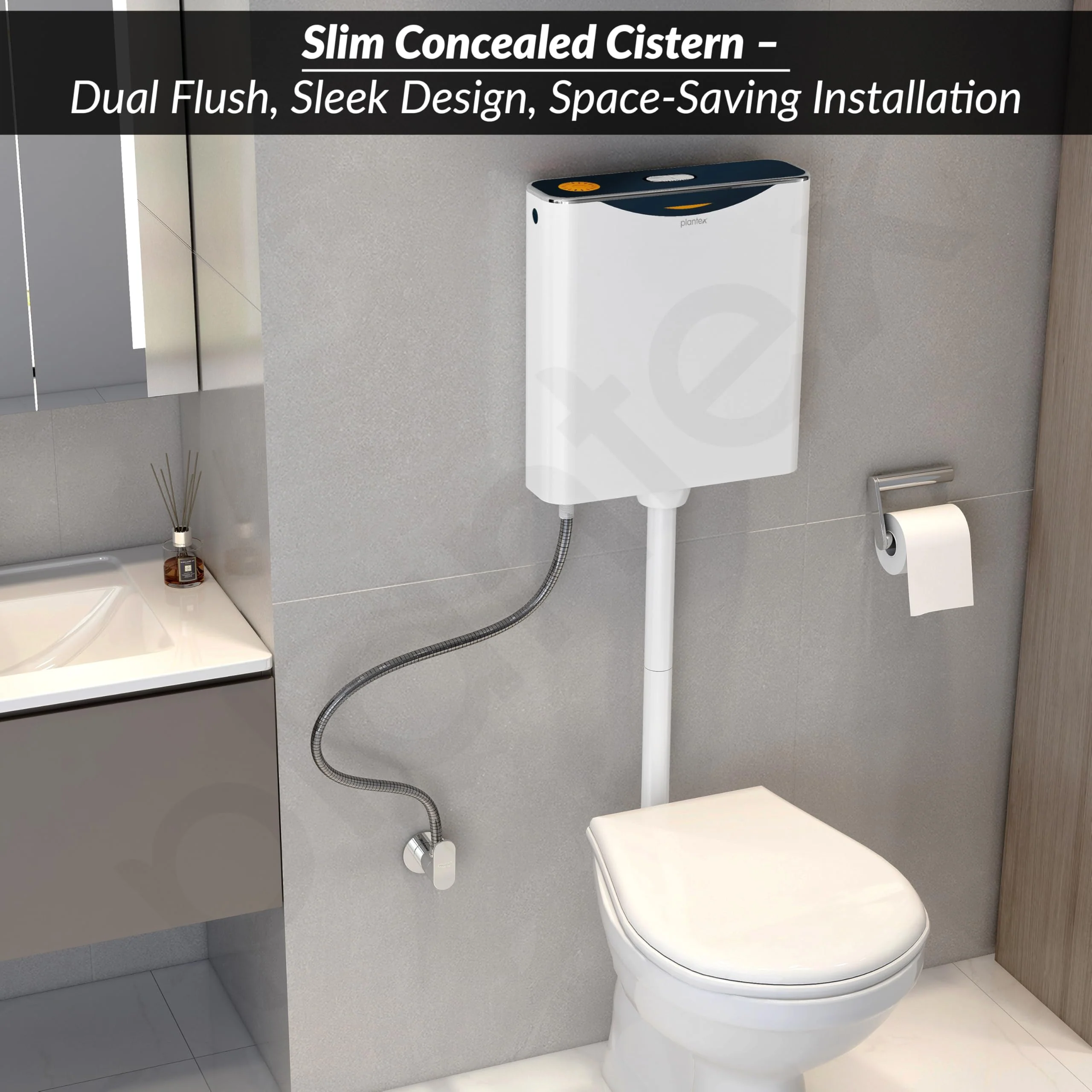 Plantex Flush Tank for Toilet with 10 Ltr Water Capacity/Dual Flushing Cistern for Bathroom/Polypropylene Toilet Flush Tank - Pack of 1 (Boss, Navy Blue & White) - Image 7