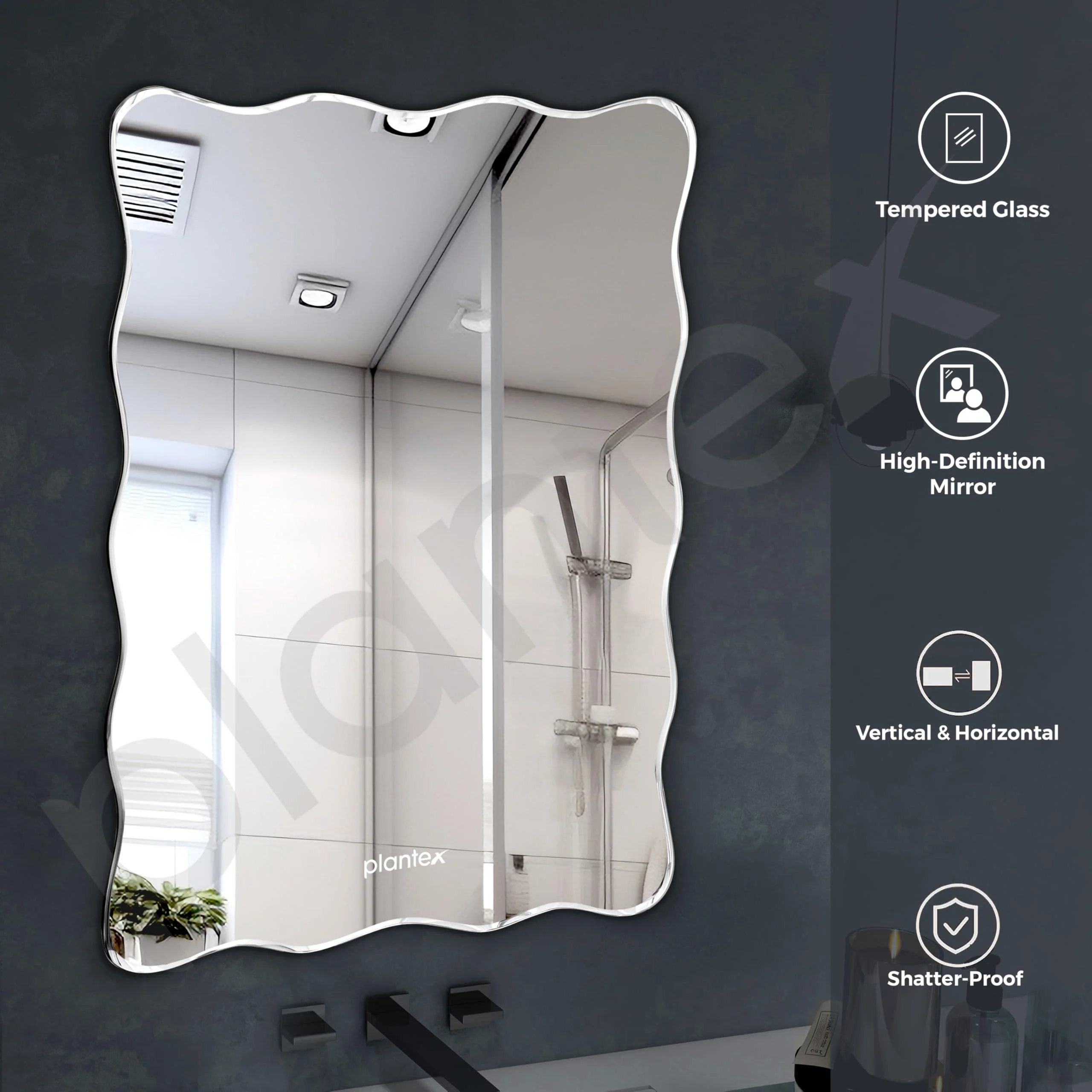 Plantex Frameless Bathroom Mirror/Rectangular Shape Glass for Wall/Mirror for Dressing Room/Living Room/Bedroom/Entryway (18 X 24 Inch) - Image 3