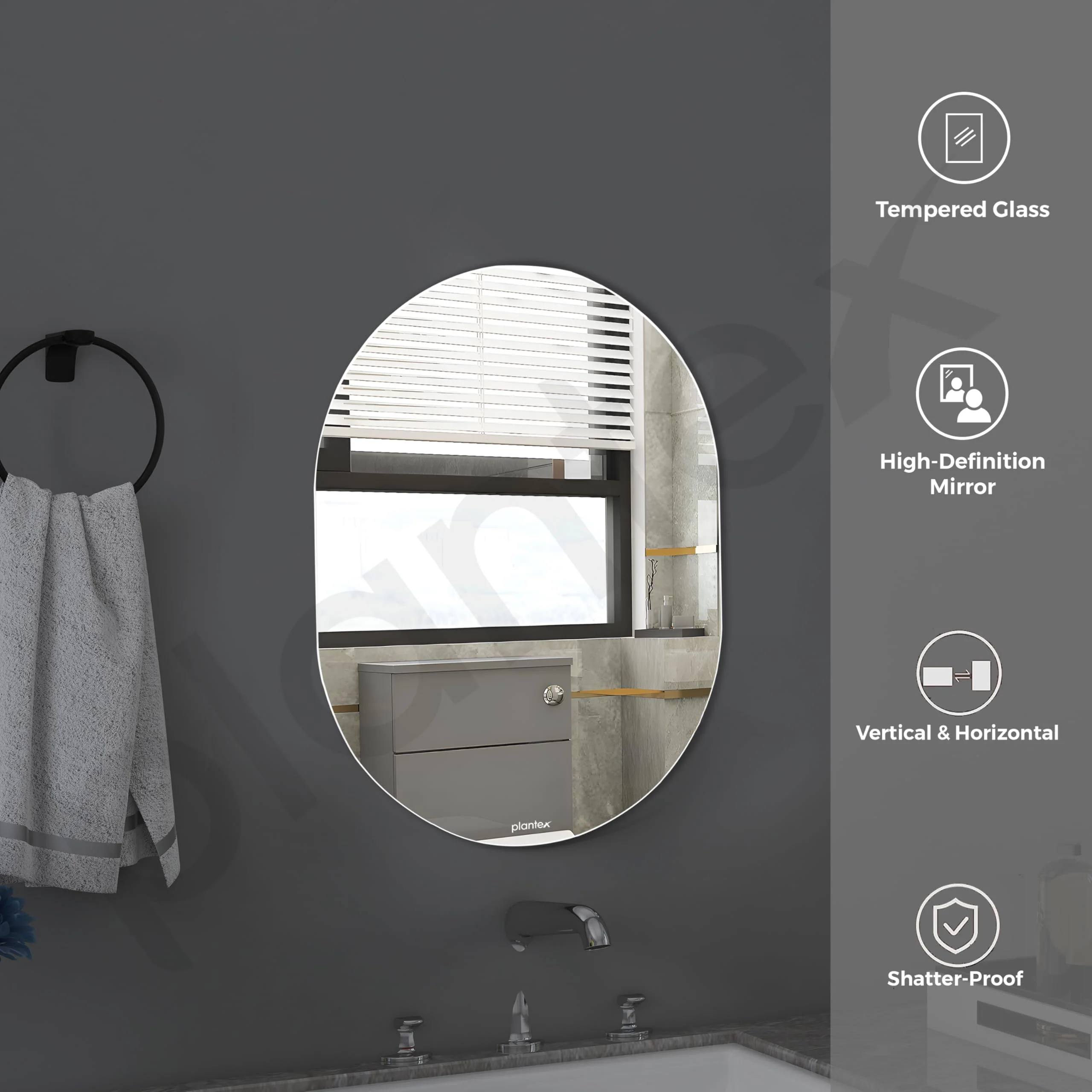 Plantex Frameless Capsule Mirror for Wall/Mirror with Beveled Smooth Edges/Mirror for Bathroom/Dressing Room/Living Room/Bedroom/Entryway - (18x12 Inch) - Image 4