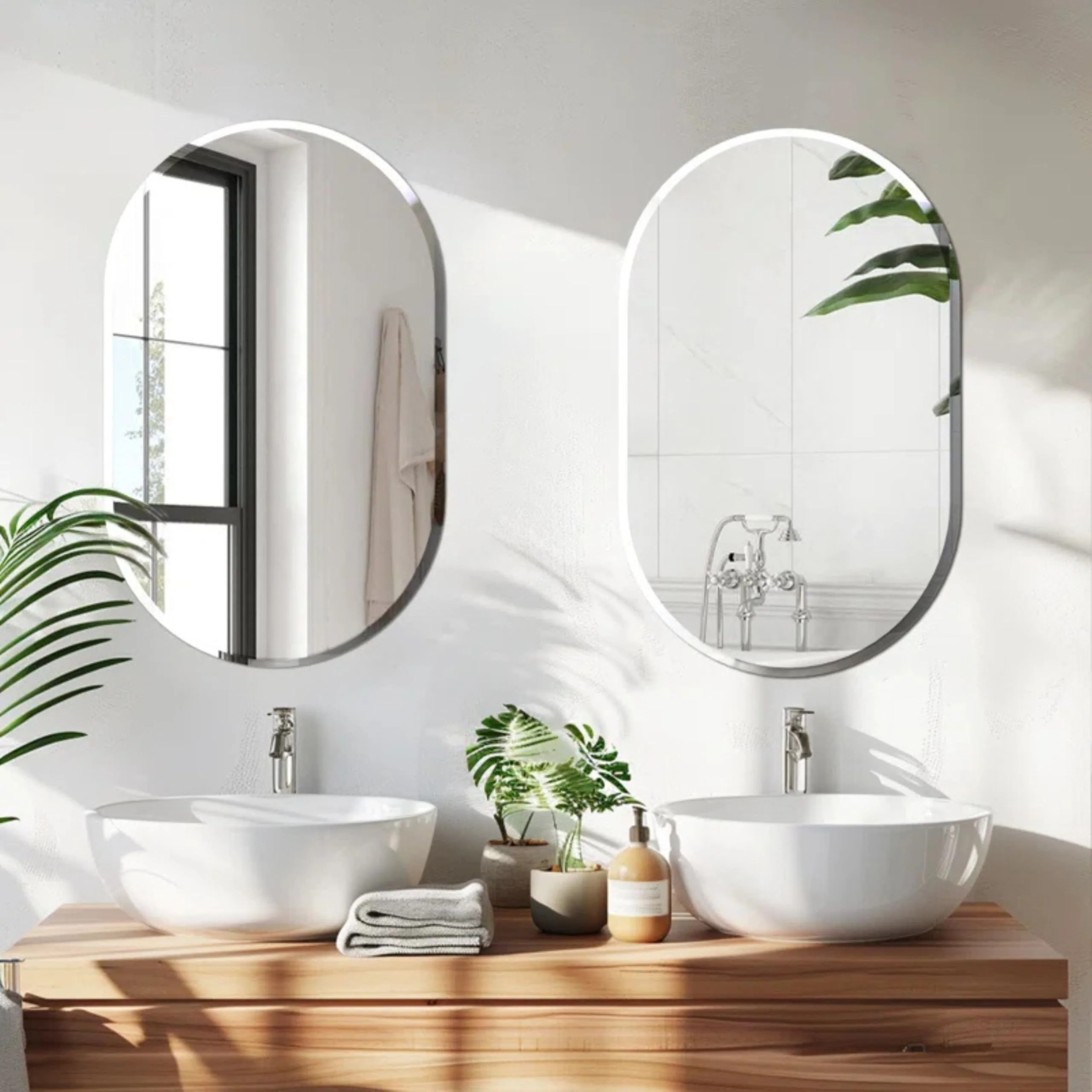 Plantex Frameless Capsule Mirror for Wall/Mirror with Beveled Smooth Edges/Mirror for Bathroom/Dressing Room/Living Room/Bedroom/Entryway - (18x12 Inch) - Image 6