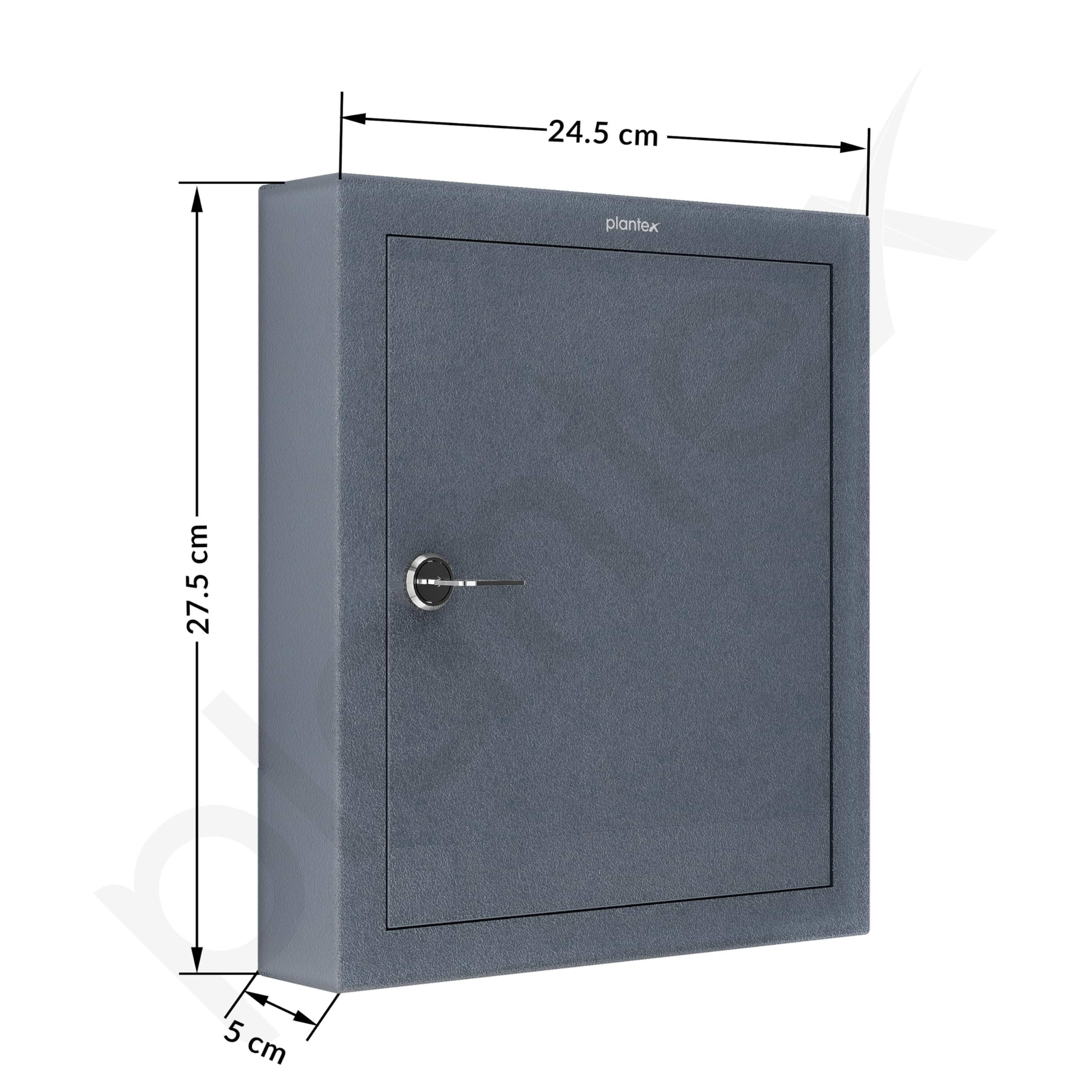 Plantex GI Metal Key Holder Box/Key Cabinet with 16 Key Holder for Wall/Lockable Key Storage Box for Home/Hotel/Shops/Office - Wall Mount (Grey) - Image 3