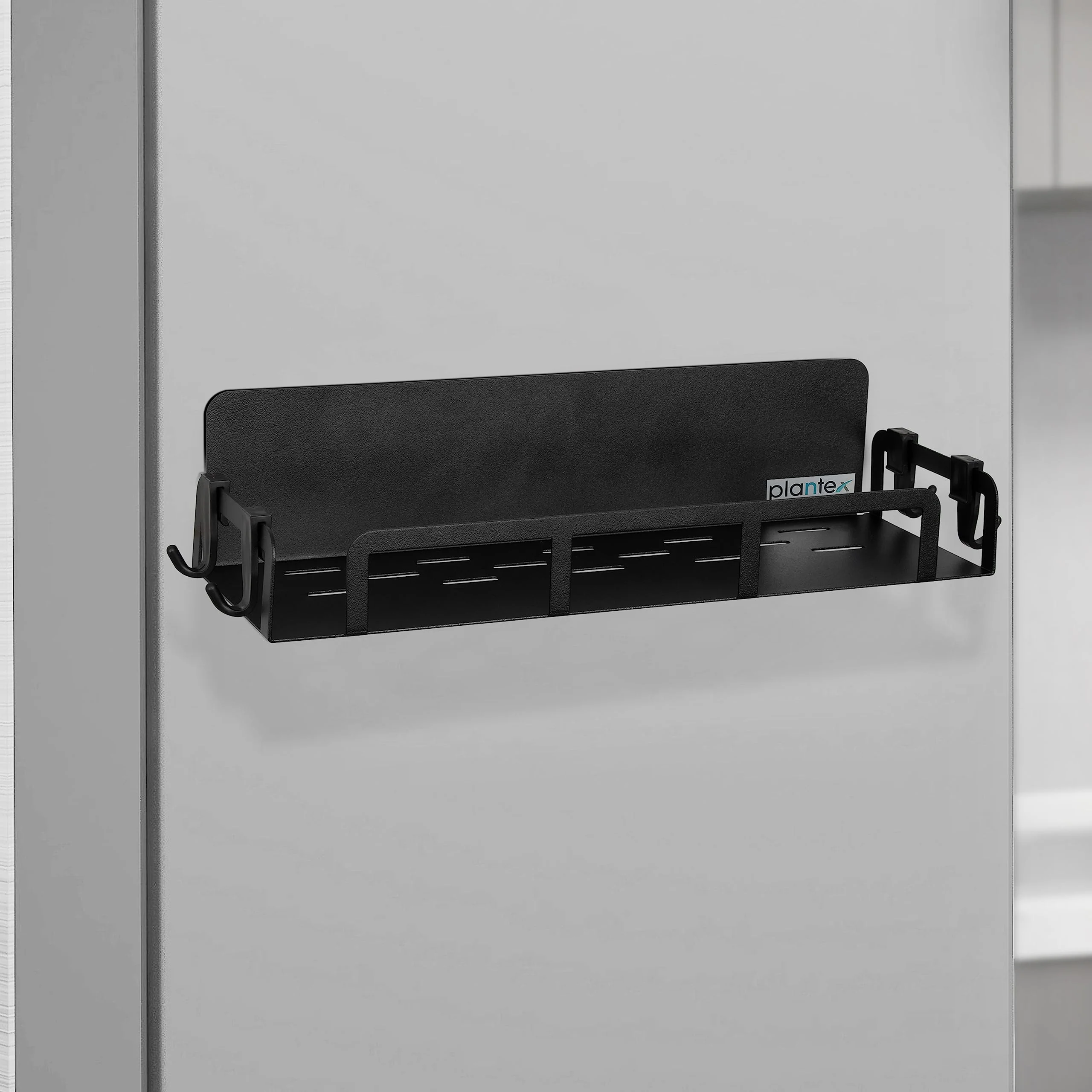 Plantex GI Steel Magnetic Refrigerator Shelf with Hook/Magnetic Shelf for Fridge/Spice Rack for Kitchen/Shelf for Bathroom/Bathroom Organiser - Pack of 1 (Black) - Image 7