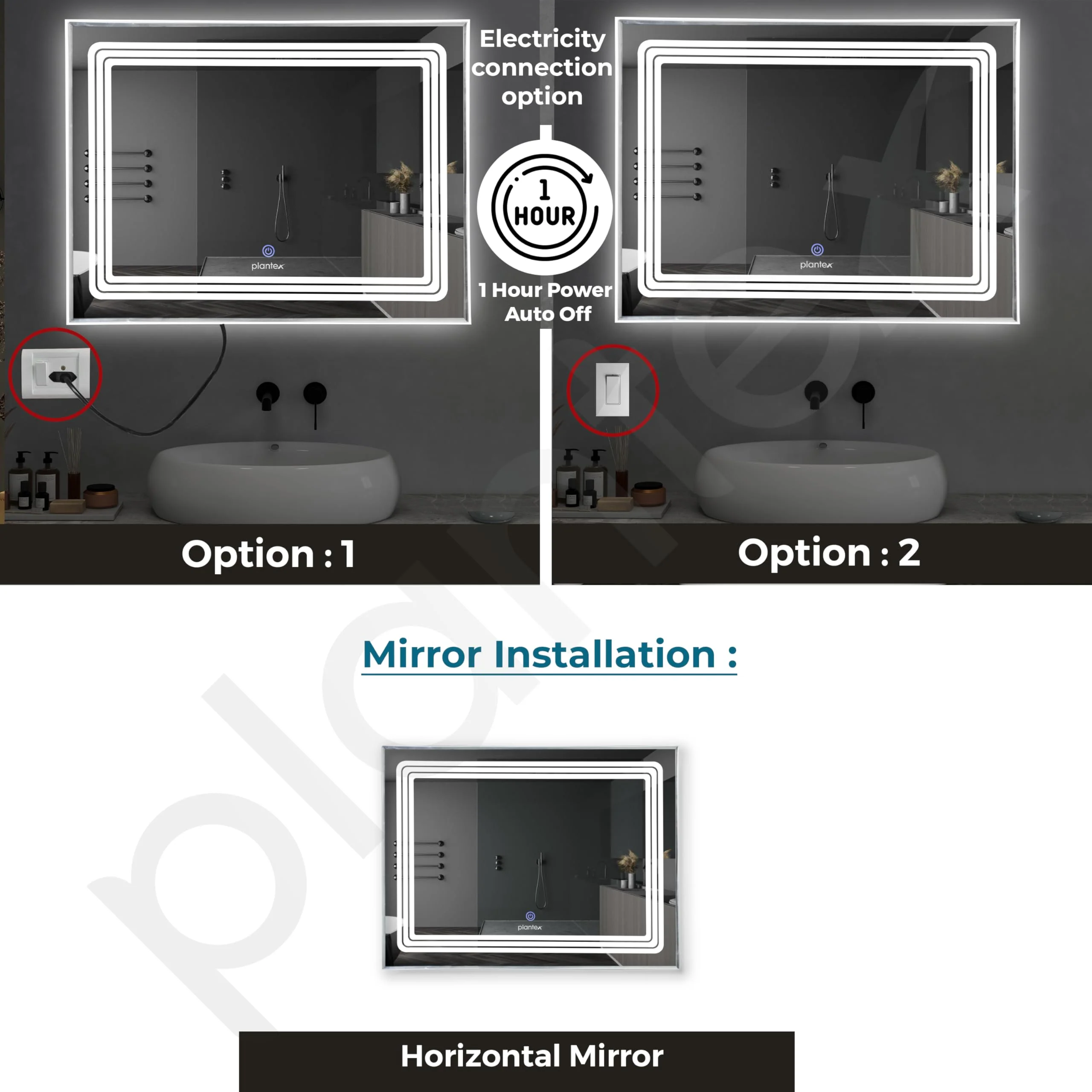 Plantex Glass LED Mirror for Bedroom/Wall with 3 Lighting Option/Smart Mirror for Living Room/Bedroom/Dressing Room - Rectangle Shape (18 X 24 Inch) - Image 7