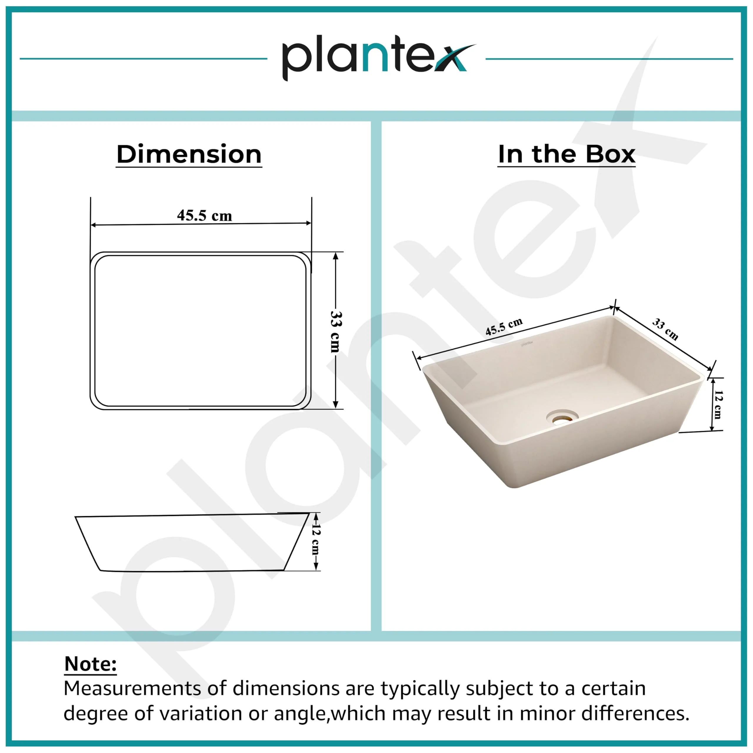 Plantex Granite Quartz Counter Top WashBasin/Rectangle Tabletop Wash Basin/Vessel Sink Wash Basin Over Counter for Home/Restaurant (Peach Ivory - 18 x 13 x 5 Inch) - Image 3
