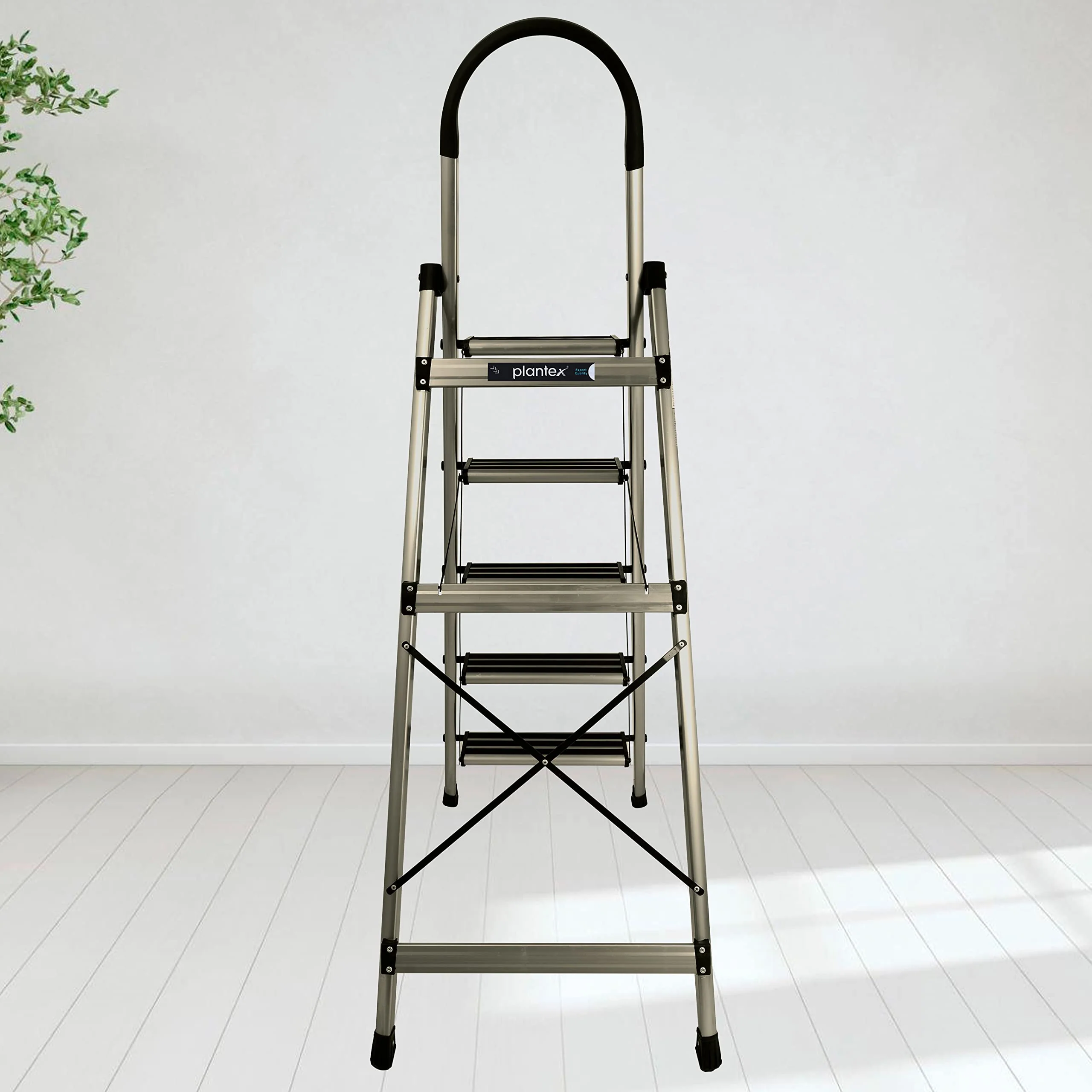 Plantex Guardex 5 Step Foldable Aluminum Ladder for Home/Ladder with Anti-Slip Shoes and Edge Guards/5 Year Manufacturer Warranty (Anodize Coated-Gold) - Image 6