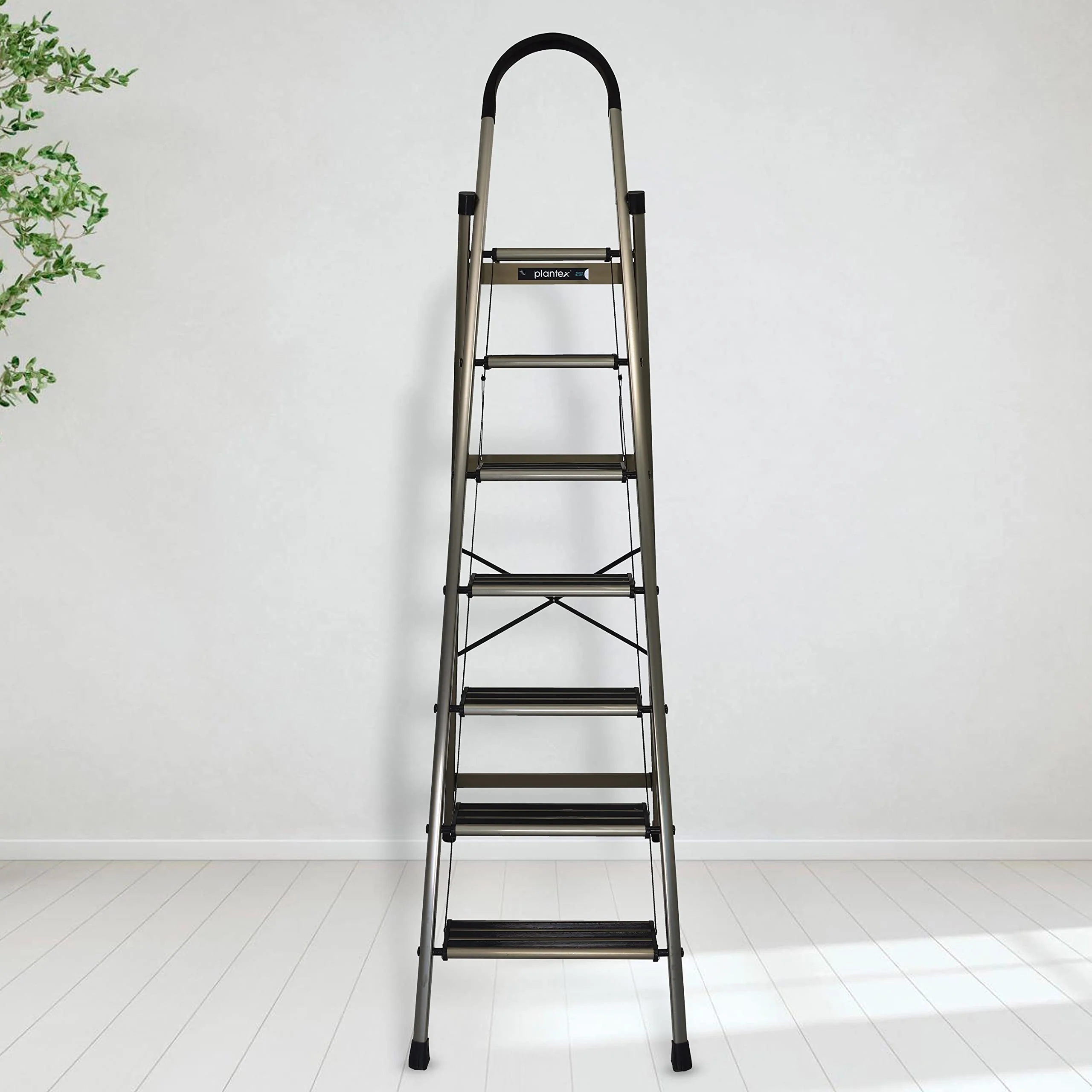 Plantex Guardex 7 Step Foldable Aluminum Ladder for Home/Ladder with Anti-Slip Shoes and Edge Guards/5 Year Manufacturer Warranty (Anodize Coated-Gold) - Image 6