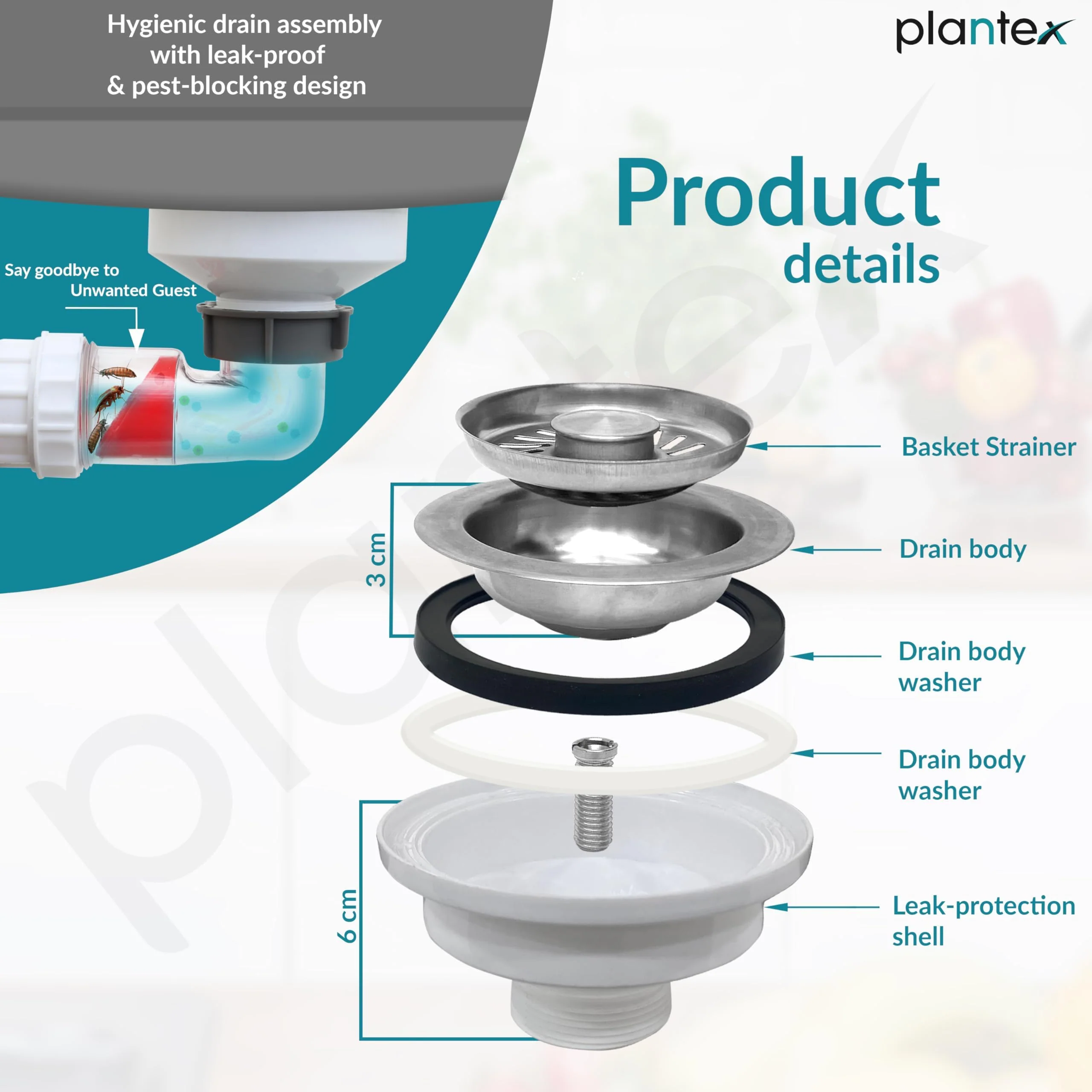 Plantex Guranteed Stainless Steel 304 Grade Kitchen Sink/Undermount Handmade Sink for Kitchen with 7 Years of Warranty by Plantex/Single Bowl Sink with All Fittings & Drying Rack(Matt - 16x18 Inches) - Image 3
