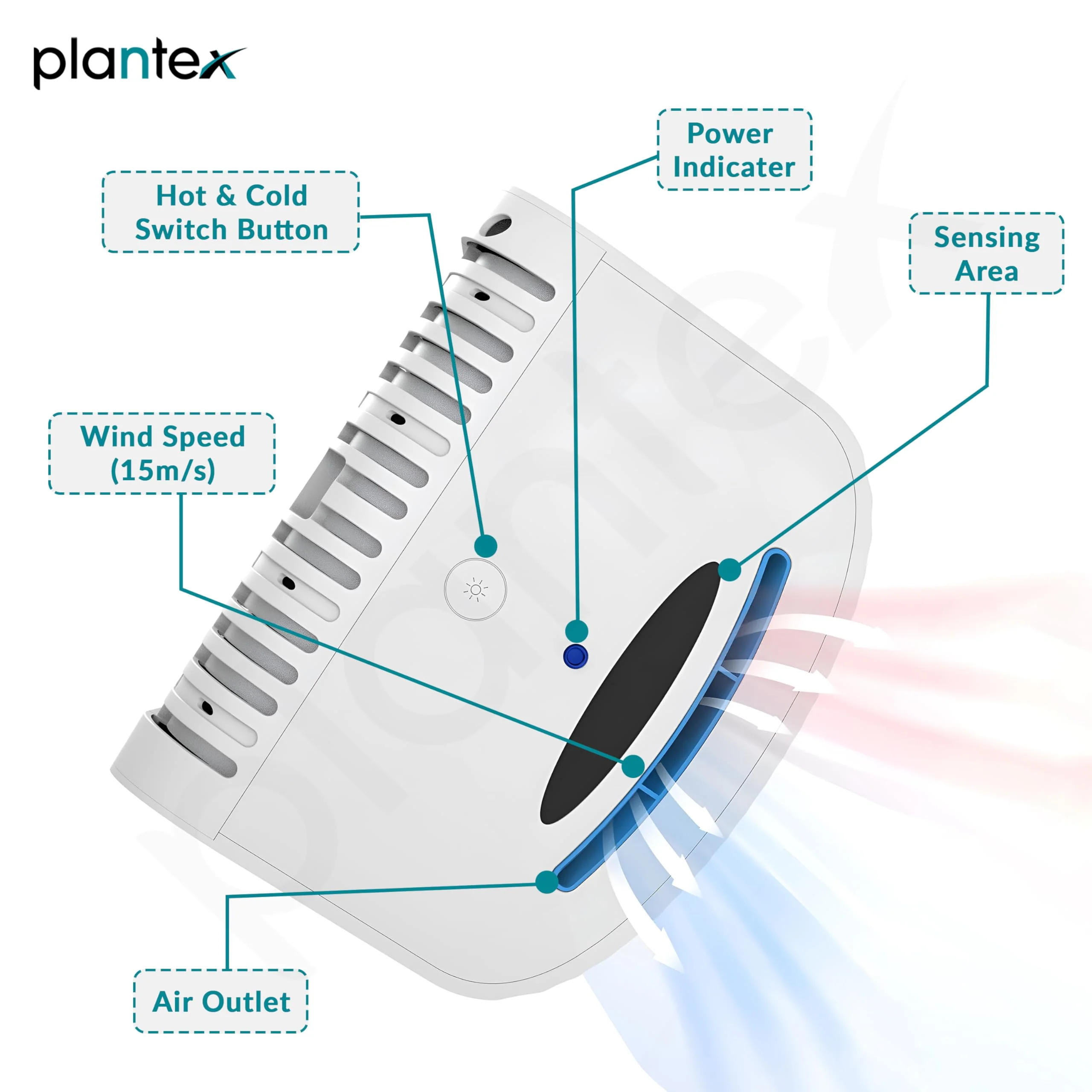 Plantex Hand Dryer Automatic /1200W Small Hand Dryer Machine/Hand Wash Air Dryer for Bathroom/Office/Hotel/Commercial Use (White) - Image 6