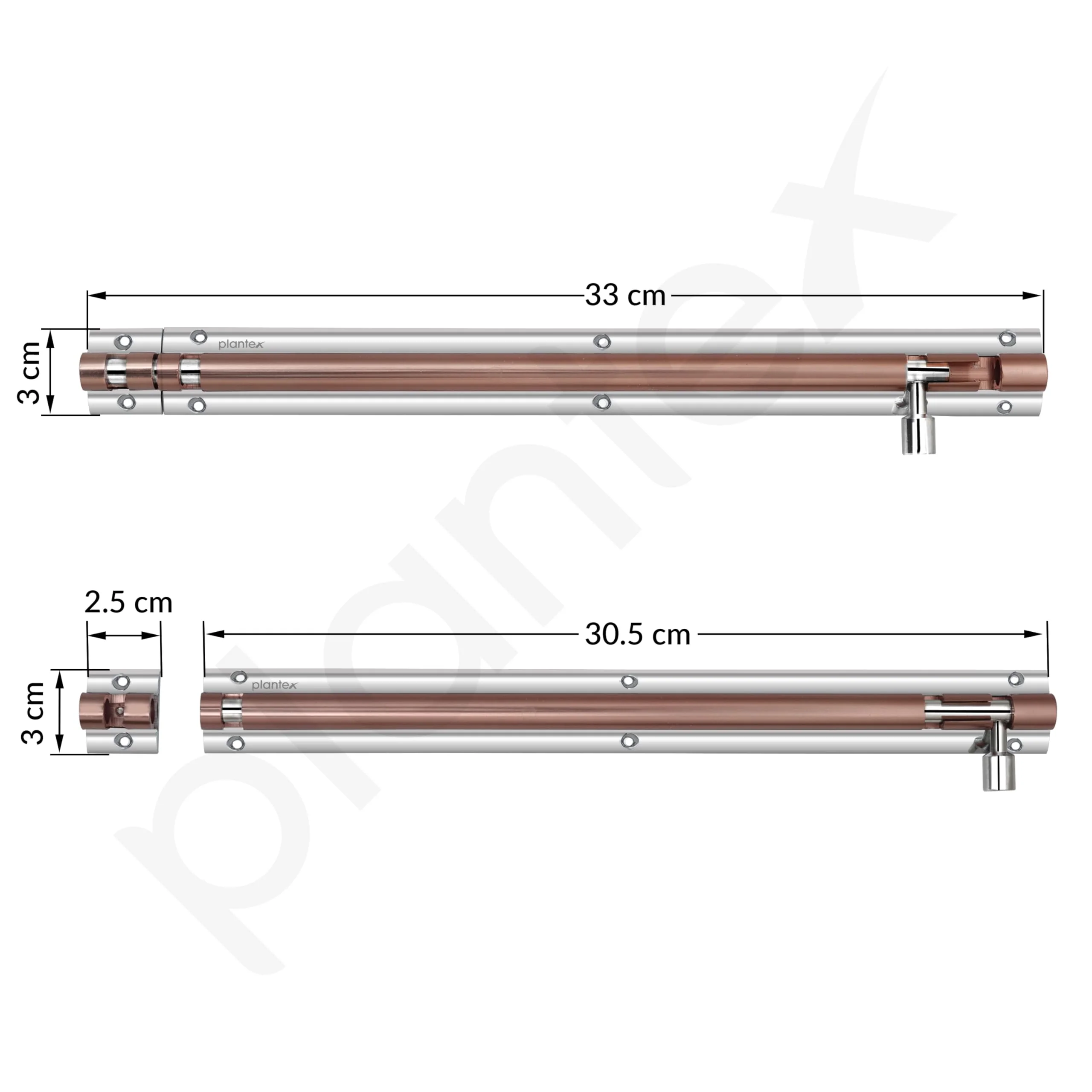 Plantex Heavy Duty 12-inch Joint-Less Tower Bolt for Wooden and PVC Doors for Home Main Door/Bathroom/Windows/Wardrobe - Pack of 1 (703, Rose Gold and Chrome) - Image 3