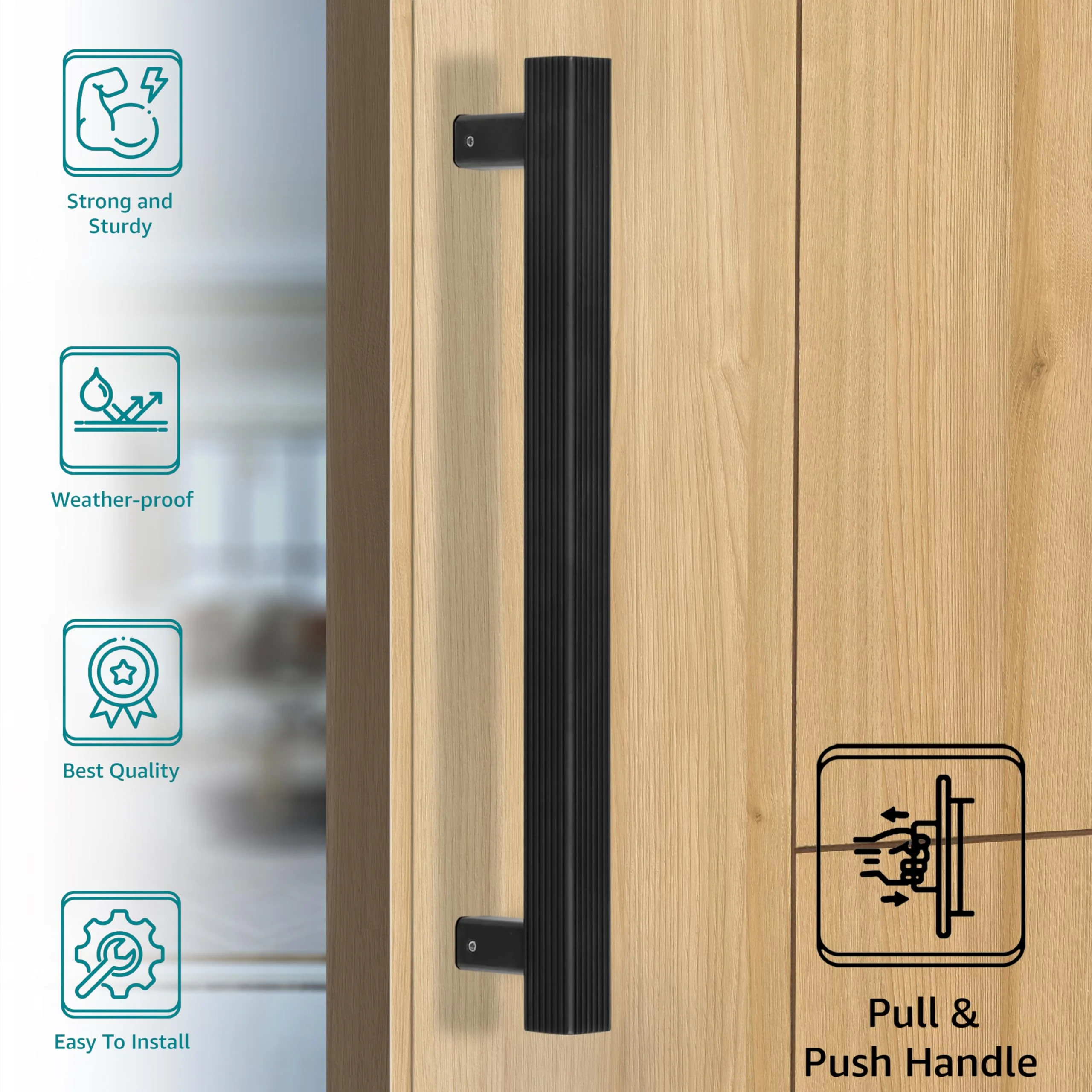 Plantex Heavy Duty Door Handle/Door & Home Decor/14-inches Main Door Handle/Door Pull Push Handle/3 Years Warranty Pack of 1 (236-Black Finish) - Image 2