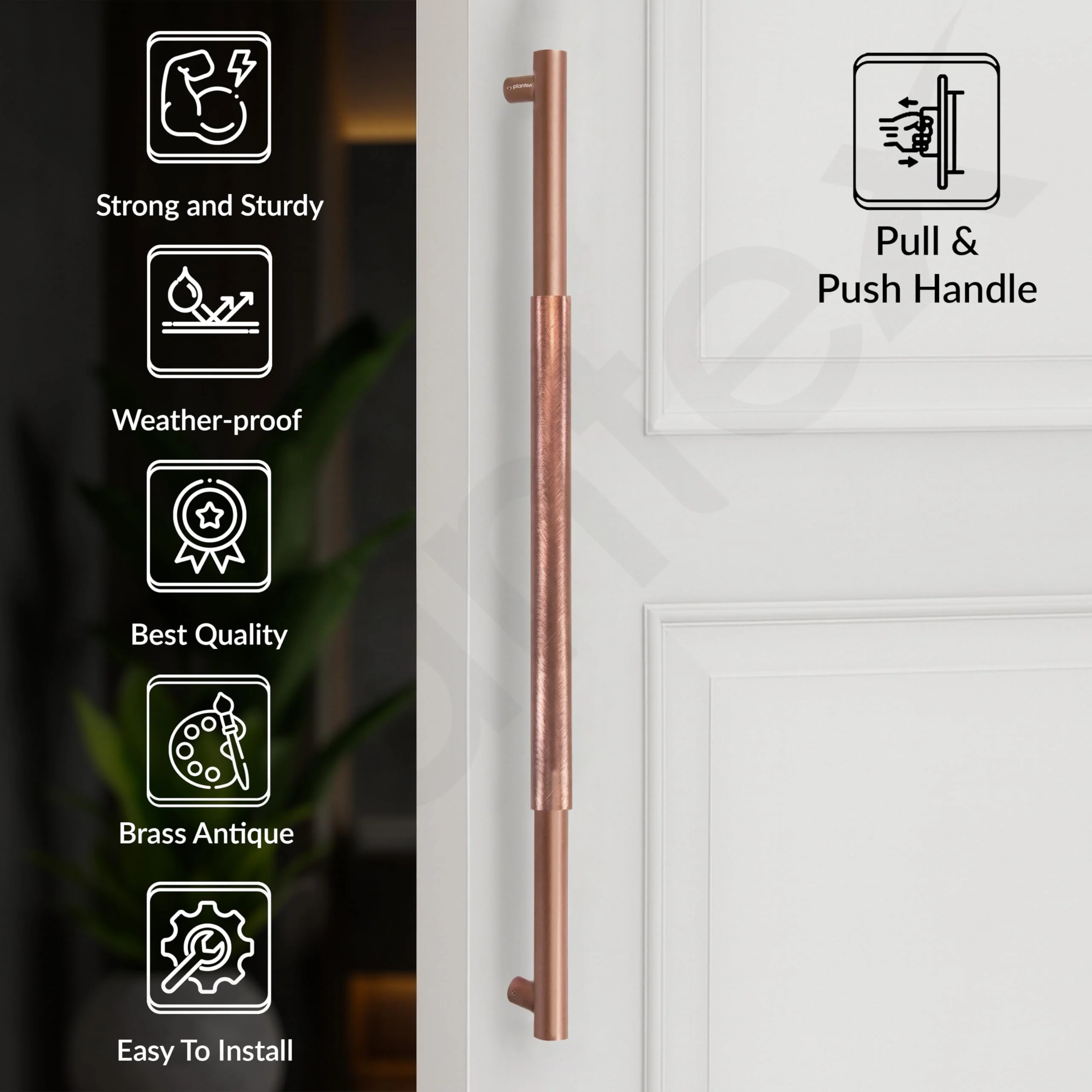 Plantex Heavy Duty Door Handle/Door & Home Decor/36 inch Main Door Handle/Door Pull-Push Handle - Pack of 1 (PVD Rose Gold) - Image 3
