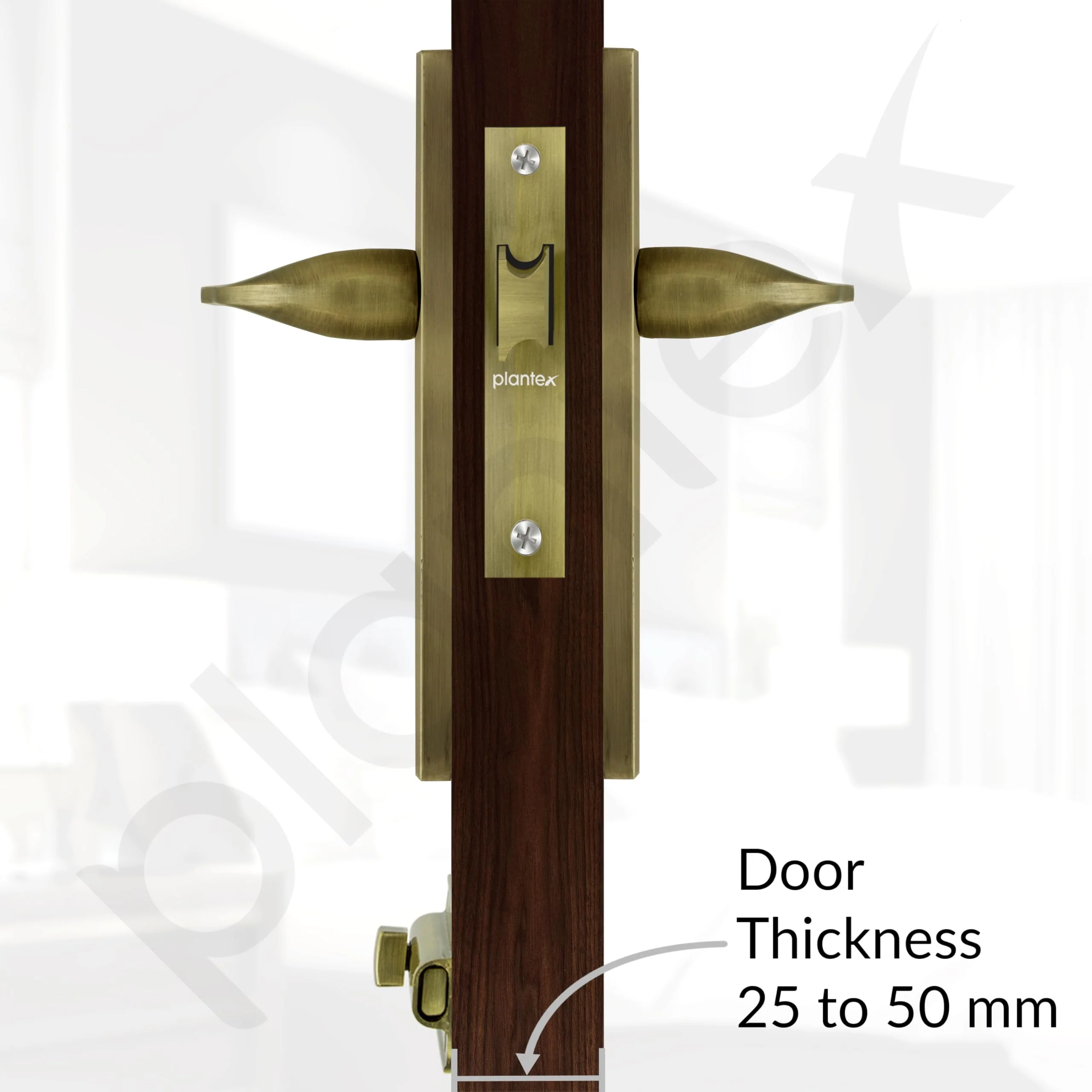 Plantex Heavy Duty Door Lock – Bathroom Door Lock/Mortise 8inch Keyless Plate Handle Set for Home/Bathroom/Store Room/Balcony/Office with Baby Latch (8060, Brass Antique) - Image 5