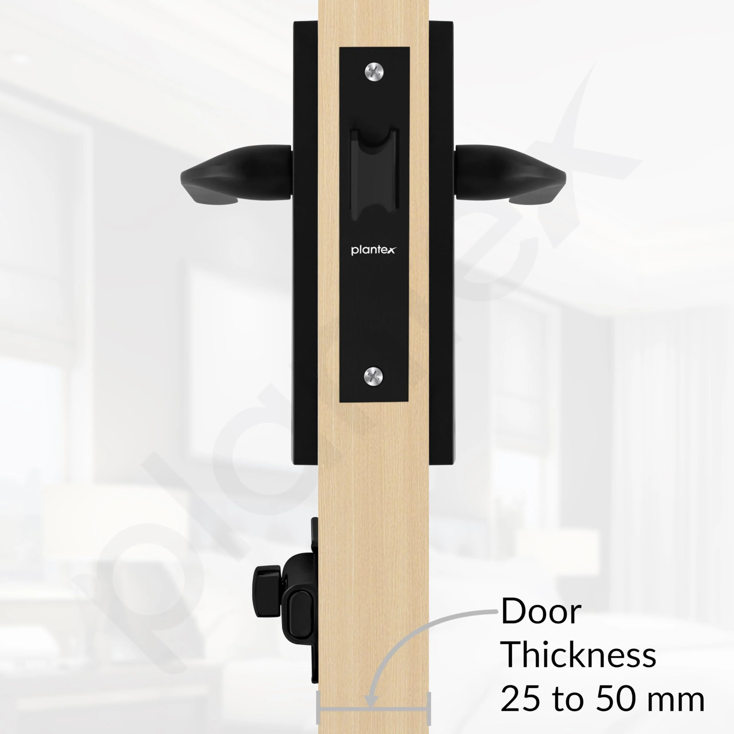 Plantex Heavy Duty Door Lock – Bathroom Door Lock/Mortise 8inch Keyless Plate Handle Set for Home/Bathroom/Store Room/Balcony/Office with Baby Latch (8060, Z-Black) - Image 5