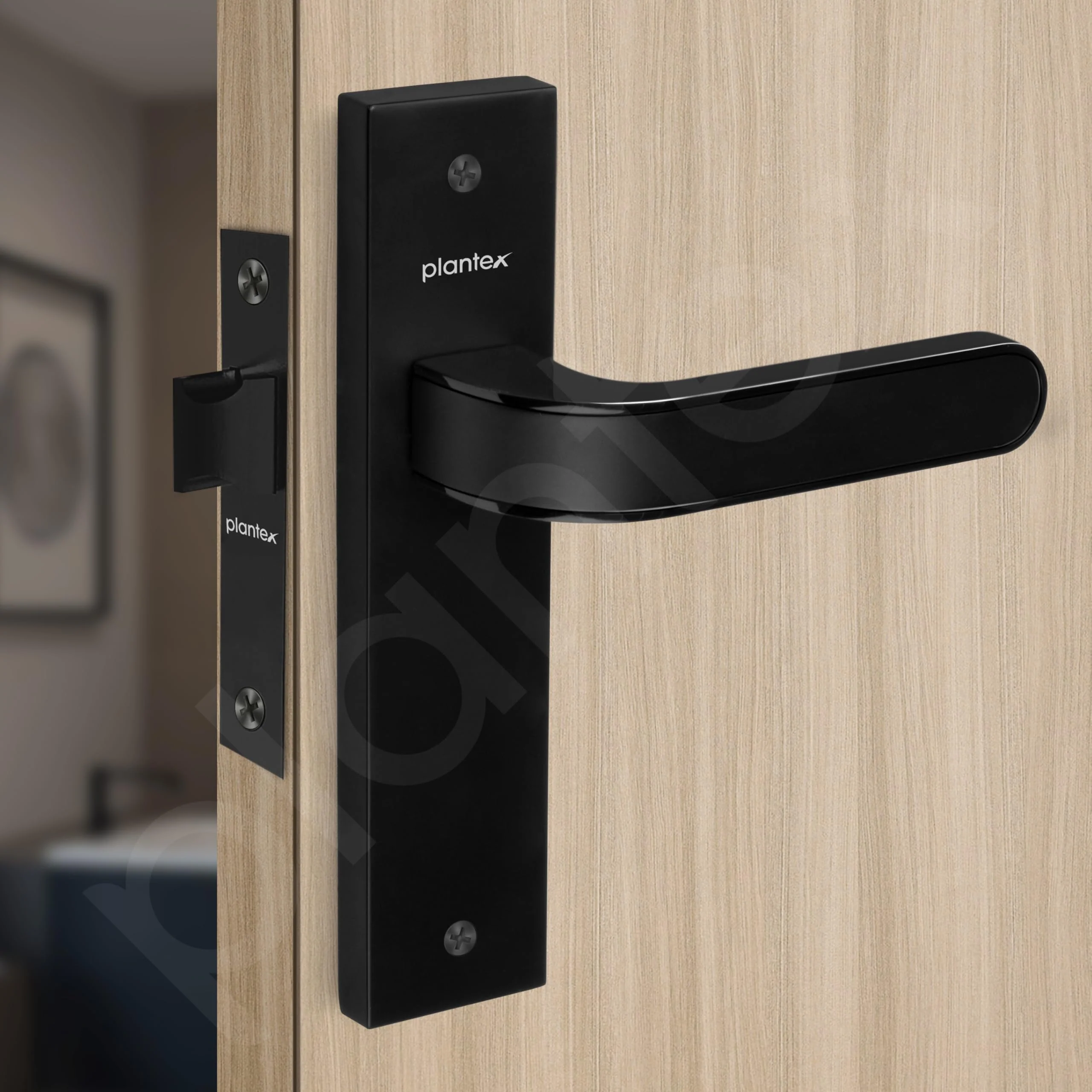 Plantex Heavy Duty Door Lock – Bathroom Door Lock/Mortise 8inch Keyless Plate Handle Set for Home/Bathroom/Store Room/Balcony/Office with Baby Latch (8068, DC-Black & Z-Black) - Image 4