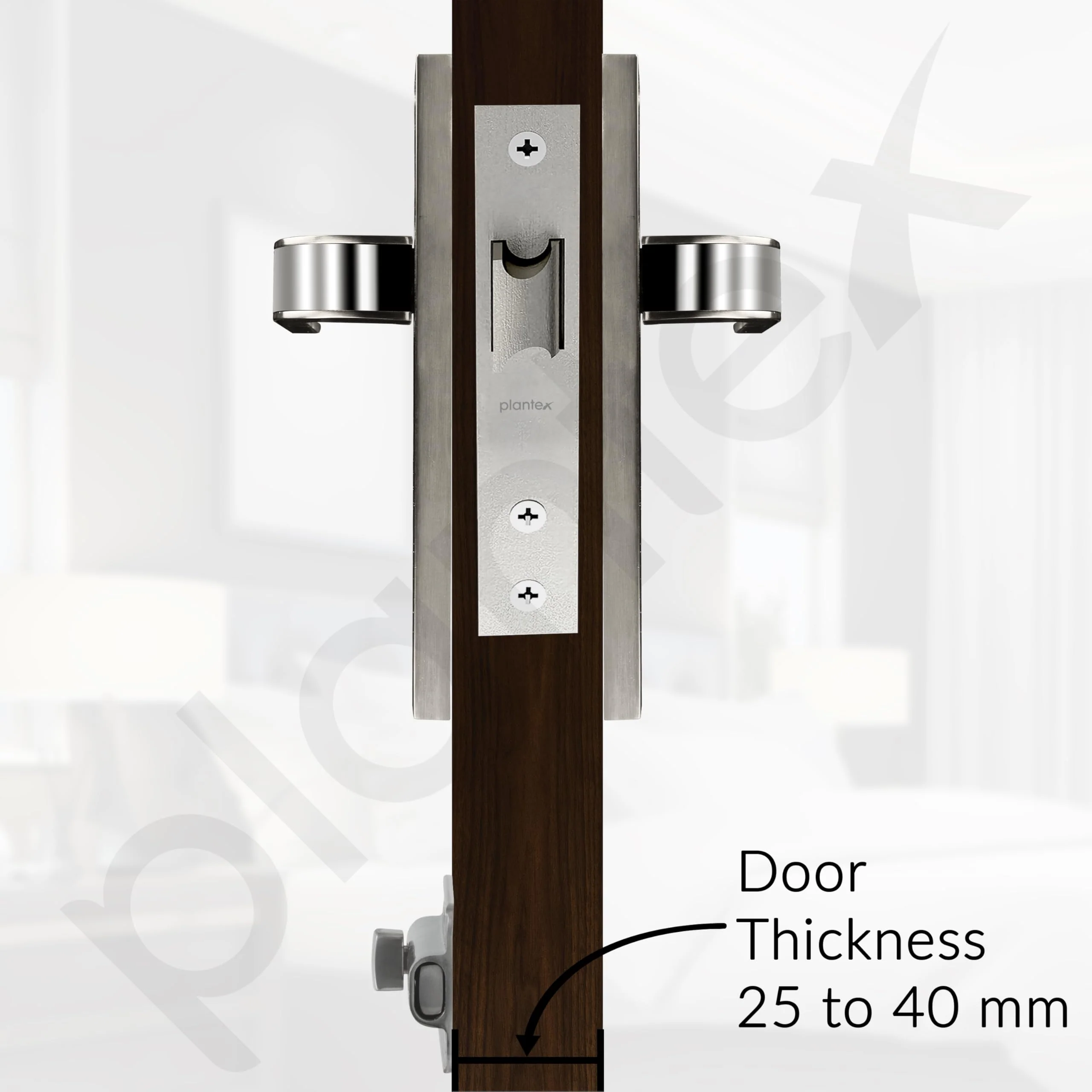 Plantex Heavy Duty Door Lock โ Bathroom Door Lock/Mortise 8inch Keyless Plate Handle Set for Home/Bathroom/Store Room/Balcony/Office with Baby Latch (8068, Steel Satin and Chrome) - Image 5