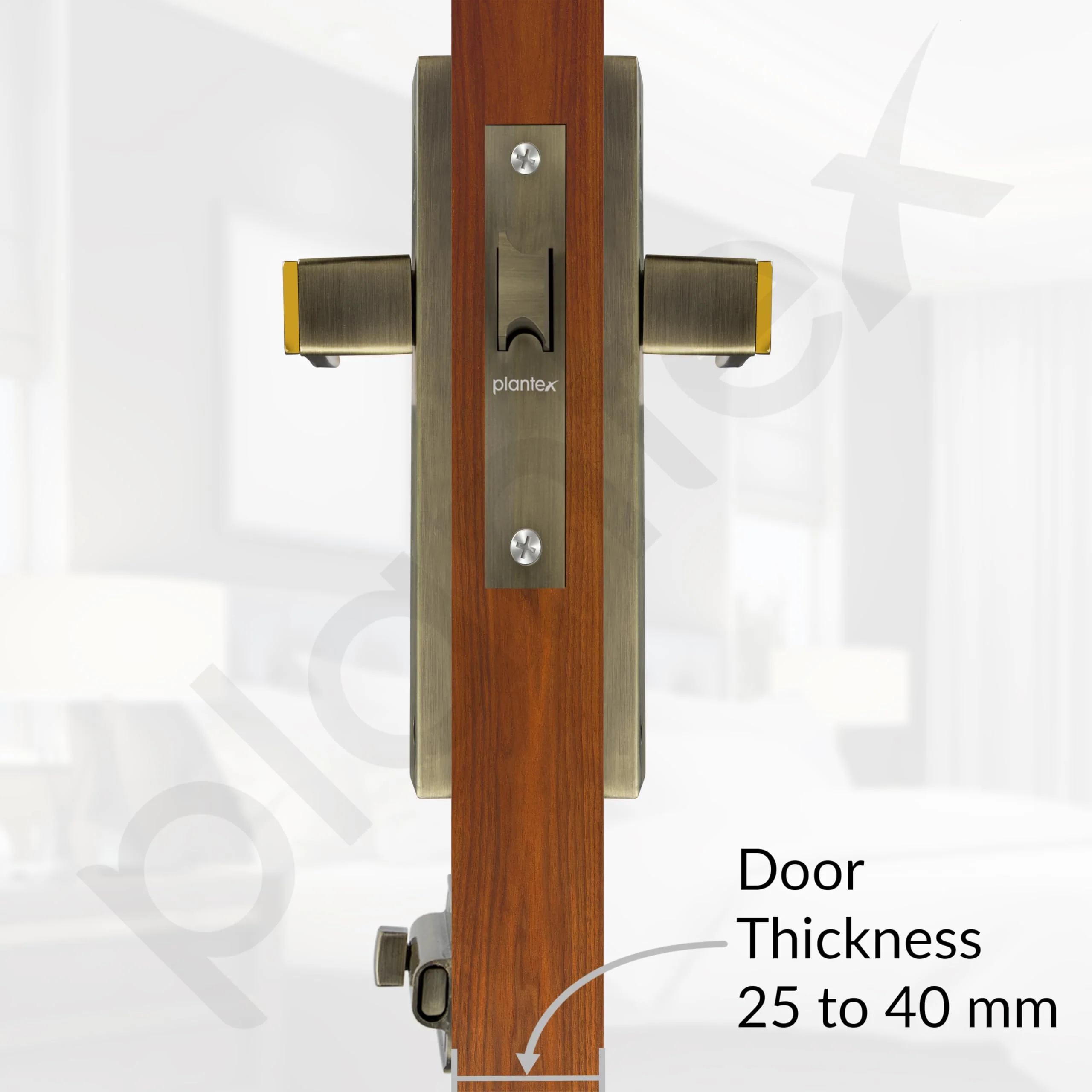 Plantex Heavy Duty Door Lock – Bathroom Door Lock/Mortise 8inch Keyless Plate Handle Set for Home/Bathroom/Store Room/Balcony/Office with Baby Latch (8085, Brass Antique & PVD Gold) - Image 5