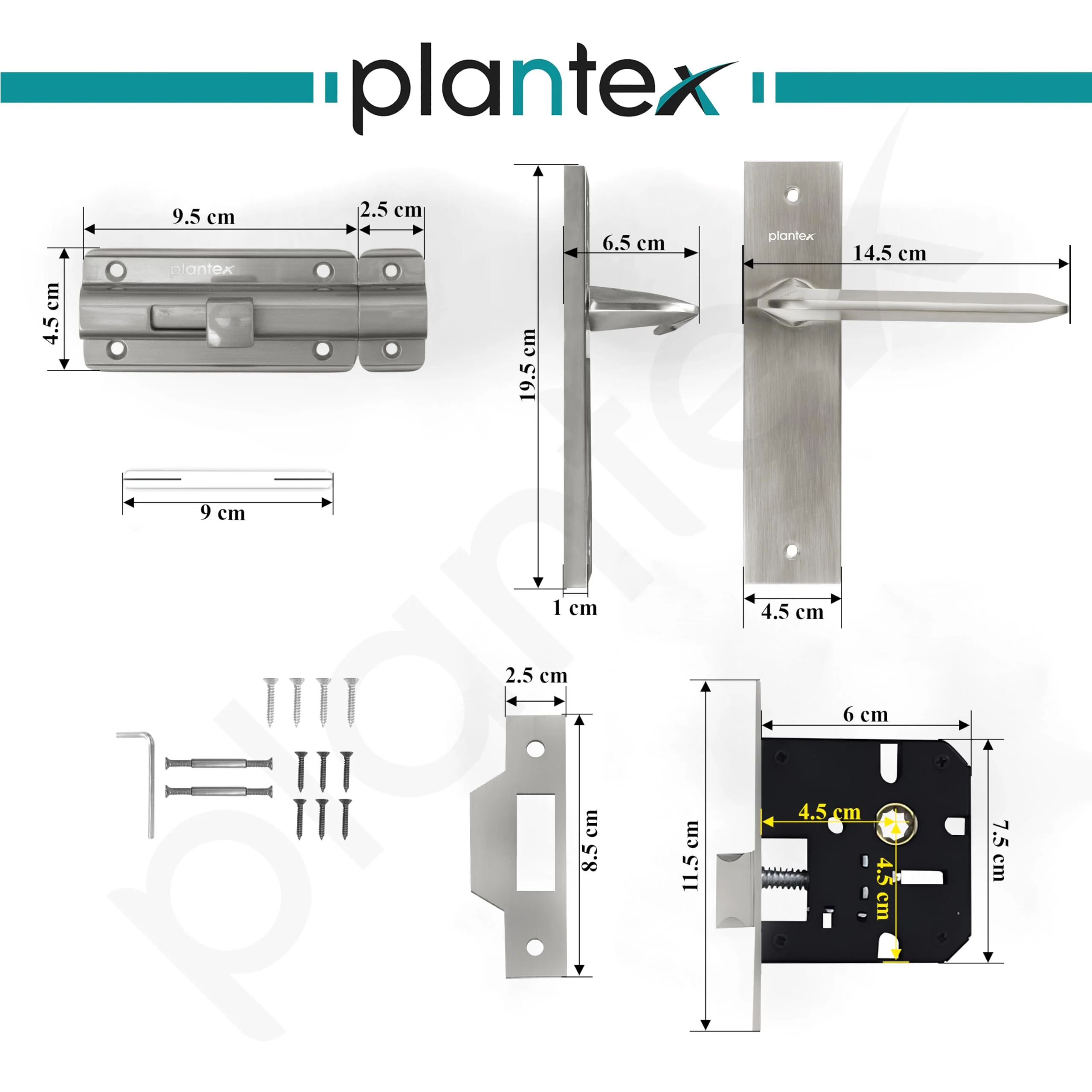 Plantex Heavy Duty Door Lock – Bathroom Door Lock/Mortise 8inch Keyless Plate Handle Set for Home/Bathroom/Store Room/Balcony/Office with Baby Latch (8105, Matt) - Image 3