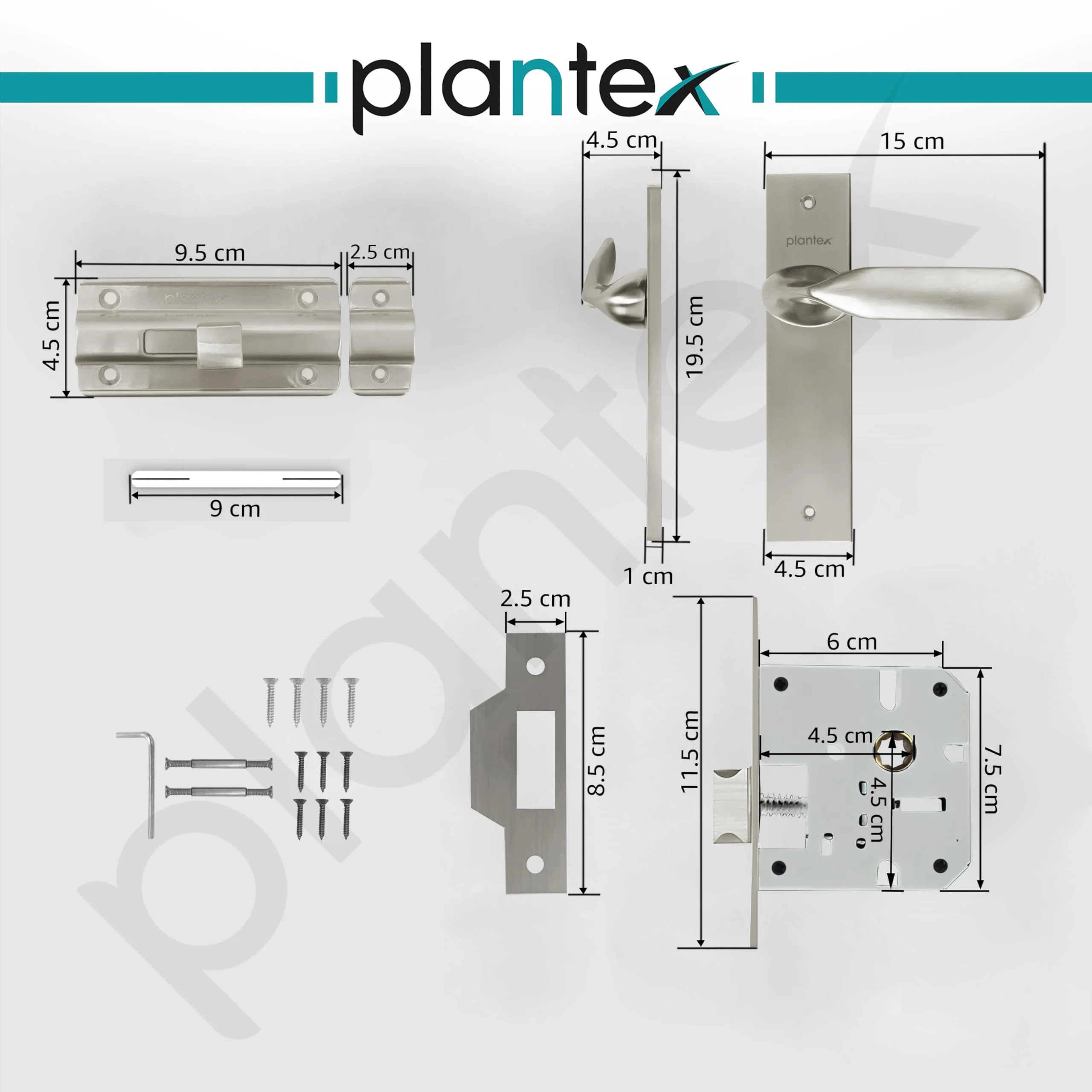 Plantex Heavy Duty Door Lock – Bathroom Door Lock/Mortise 8inch Keyless Plate Handle Set for Home/Bathroom/Store Room/Balcony/Office with Baby Latch (8106, Matt) - Image 3