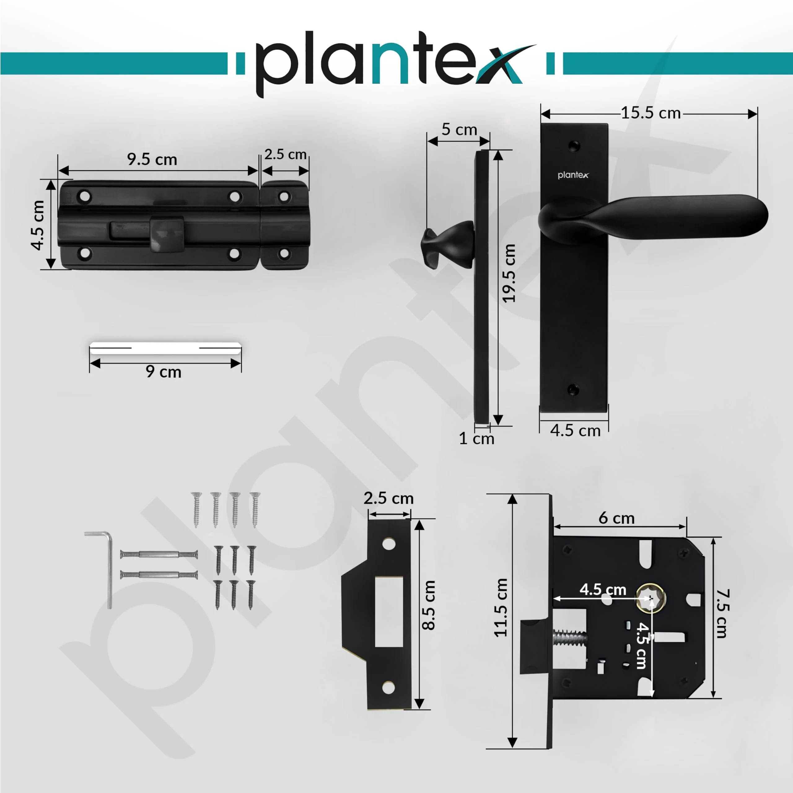 Plantex Heavy Duty Door Lock – Bathroom Door Lock/Mortise 8inch Keyless Plate Handle Set for Home/Bathroom/Store Room/Balcony/Office with Baby Latch (8106, Z-Black) - Image 3