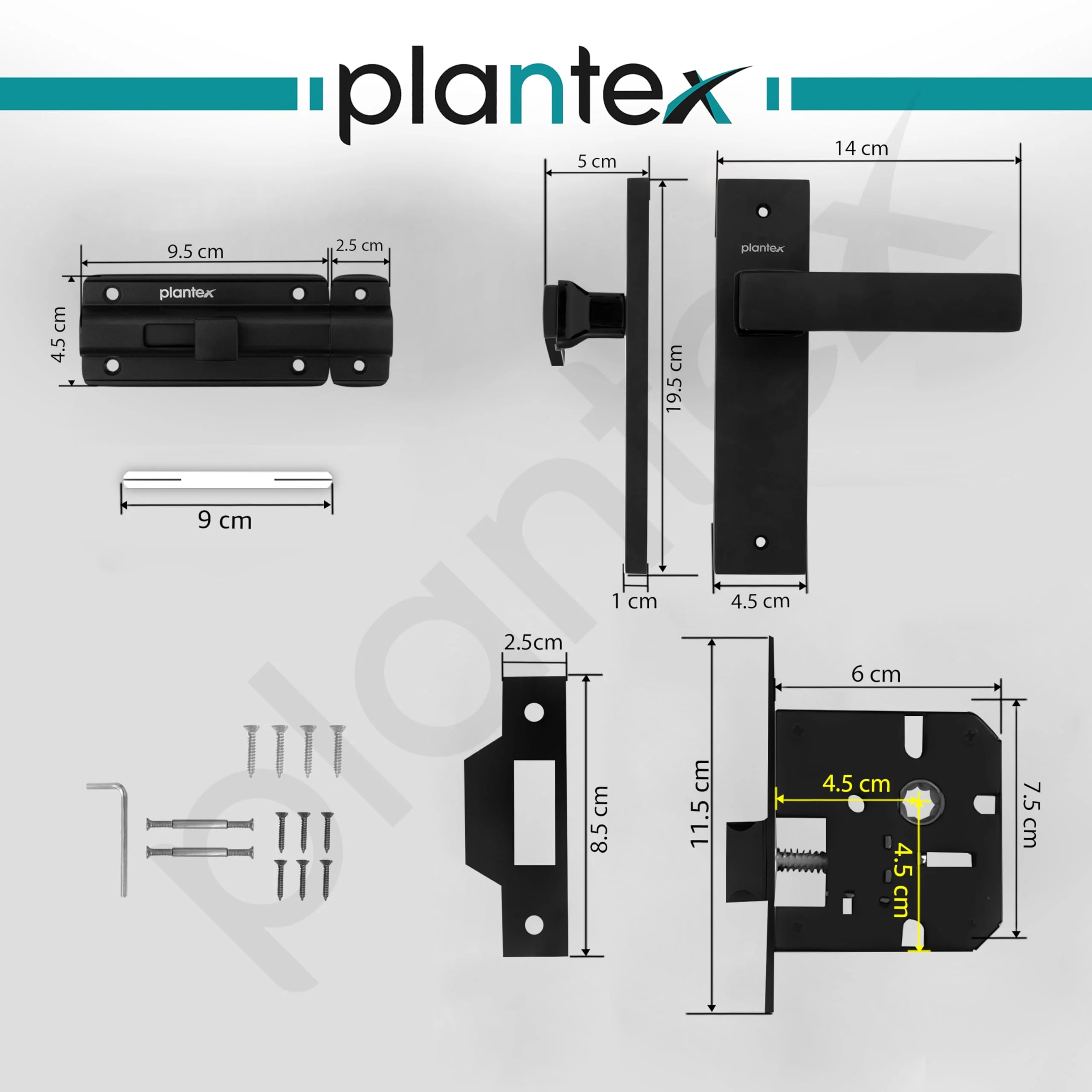 Plantex Heavy Duty Door Lock – Bathroom Door Lock/Mortise 8inch Keyless Plate Handle Set for Home/Bathroom/Store Room/Balcony/Office with Baby Latch (8116, DC-Black & Z-Black) - Image 5