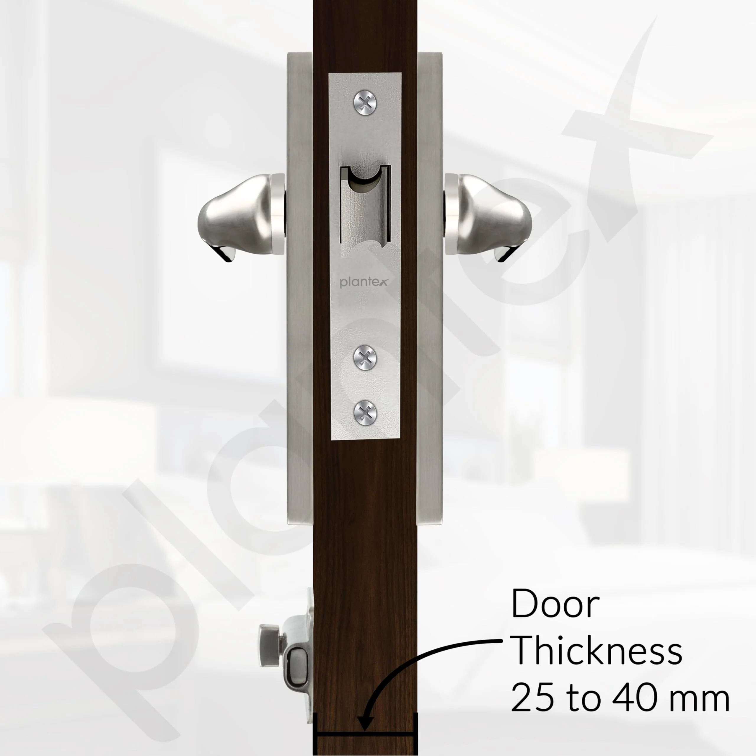 Plantex Heavy Duty Door Lock – Bathroom Door Lock/Mortise 8inch Keyless Plate Handle Set for Home/Bathroom/Store Room/Balcony/Office with Baby Latch (8121, Steel Satin and Chrome) - Image 5