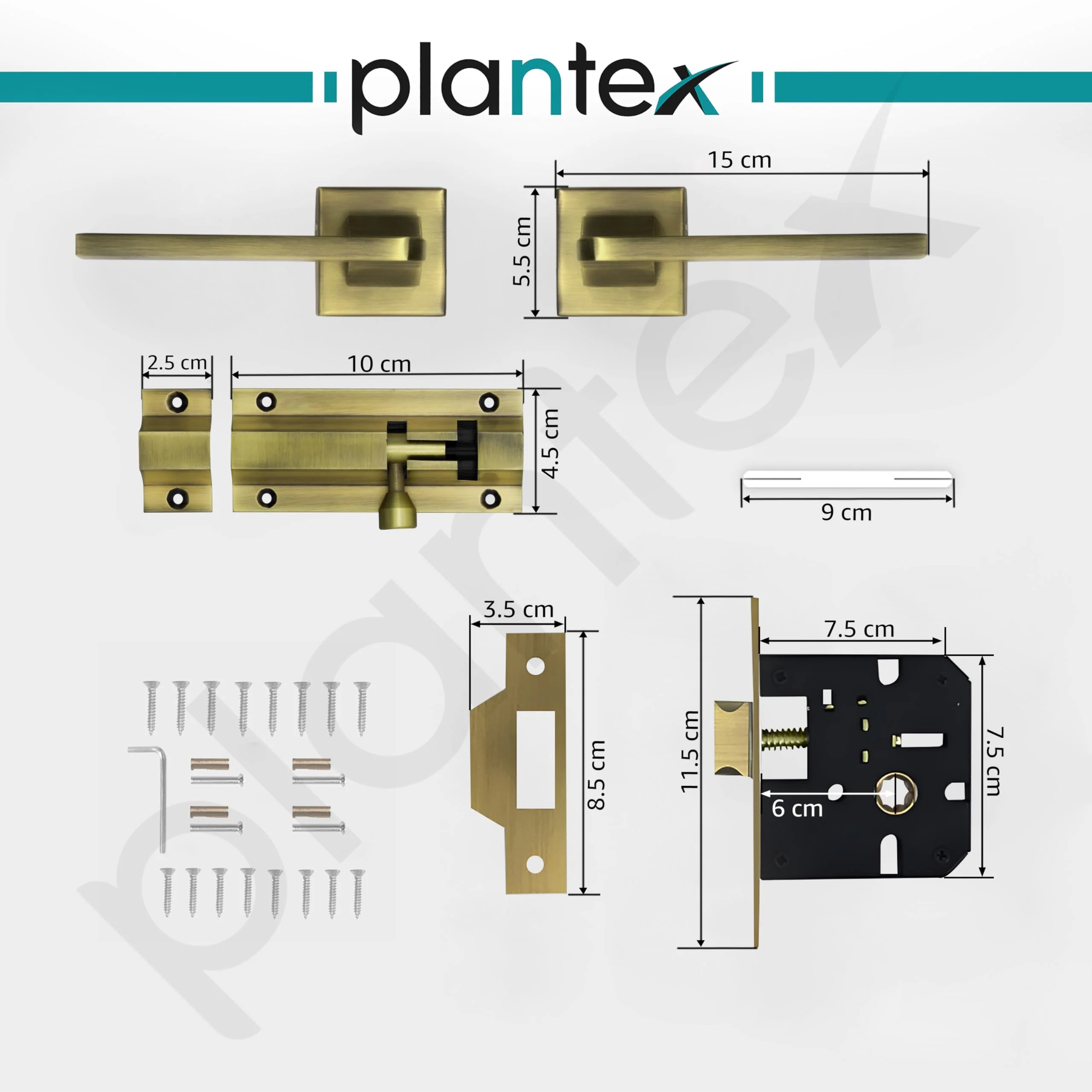 Plantex Heavy Duty Door Lock – Bathroom Door Lock/Mortise Keyless Handle Set for Home/Bathroom/Store Room/Balcony/Office with Baby Latch (605 - Brass Antique) - Image 3