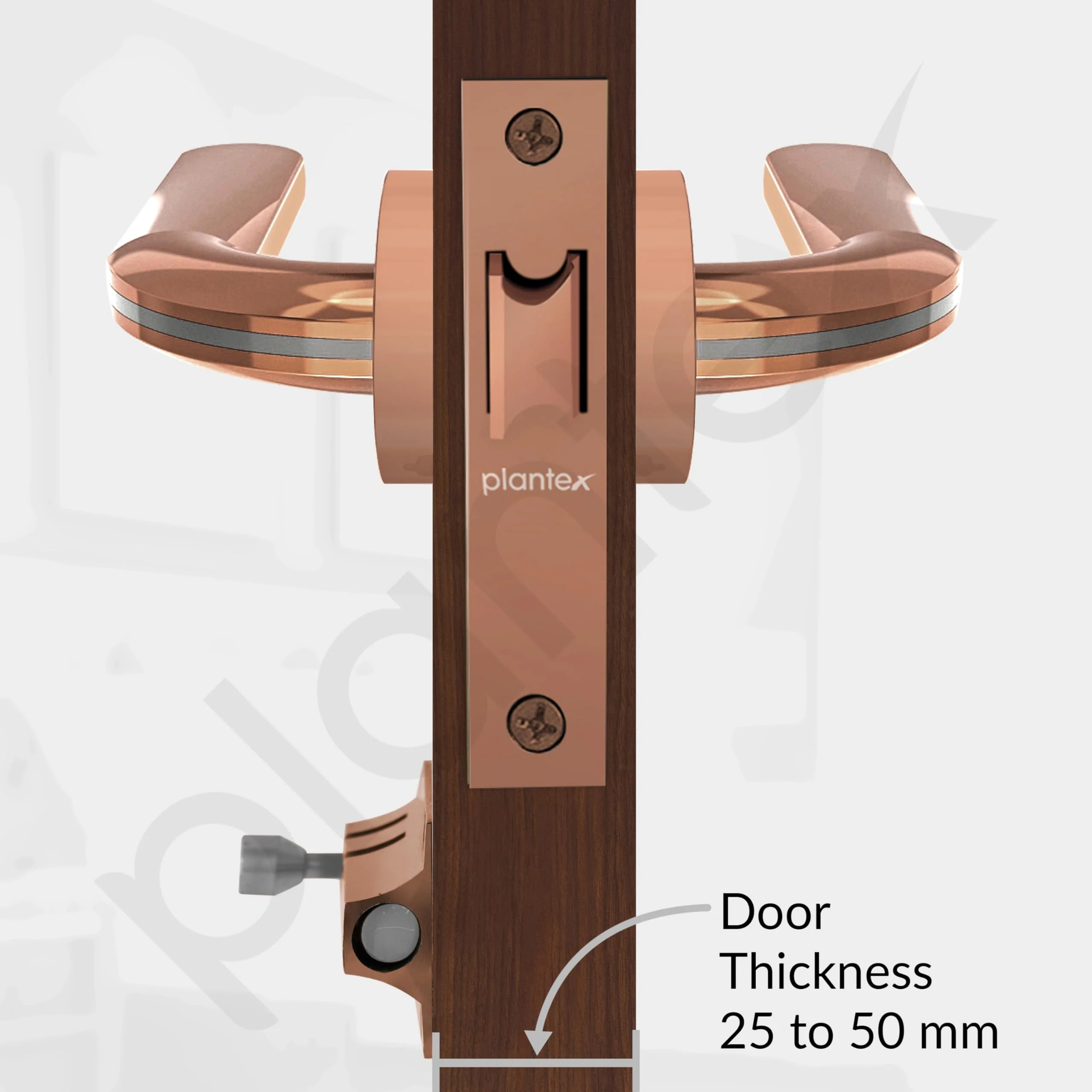 Plantex Heavy Duty Door Lock – Bathroom Door Lock/Mortise Keyless Handle Set for Home/Bathroom/Store Room/Balcony/Office with Baby Latch – (7077 – Satin Black & PVD Choco) - Image 3