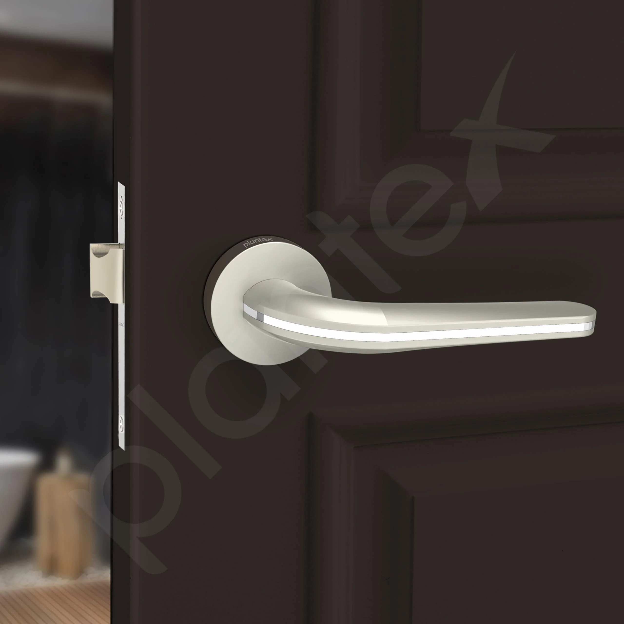 Plantex Heavy Duty Door Lock – Bathroom Door Lock/Mortise Keyless Handle Set for Home/Bathroom/Store Room/Balcony/Office with Baby Latch – (7077 – Satin White & Chrome Finish) - Image 6