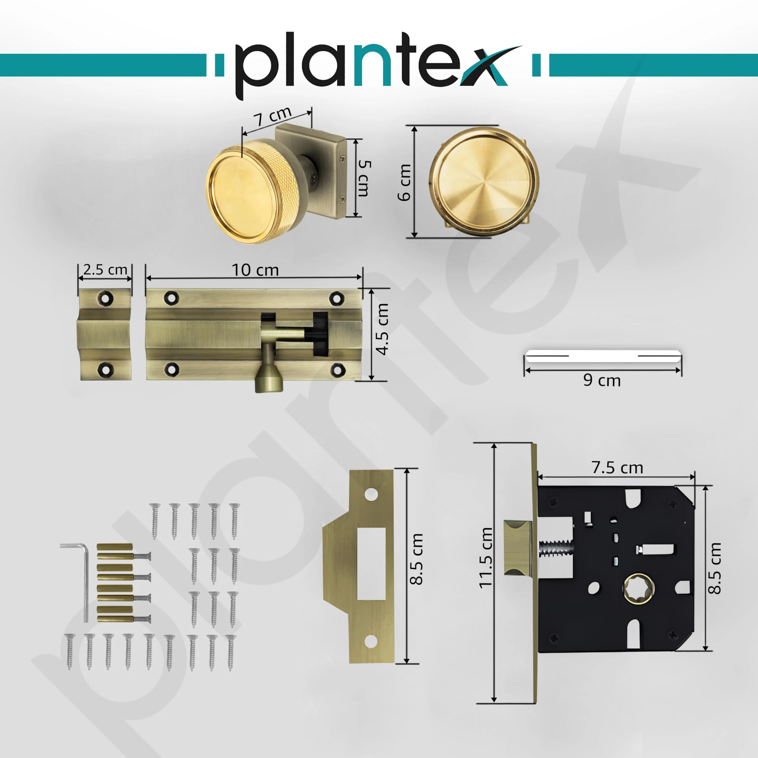 Plantex Heavy Duty Door Lock โ Bathroom Door Lock/Mortise Keyless Knob Handle Set for Home/Bathroom/Store Room/Balcony/Office with Baby Latch (604 - PVD Gold and Brass Antique) - Image 3