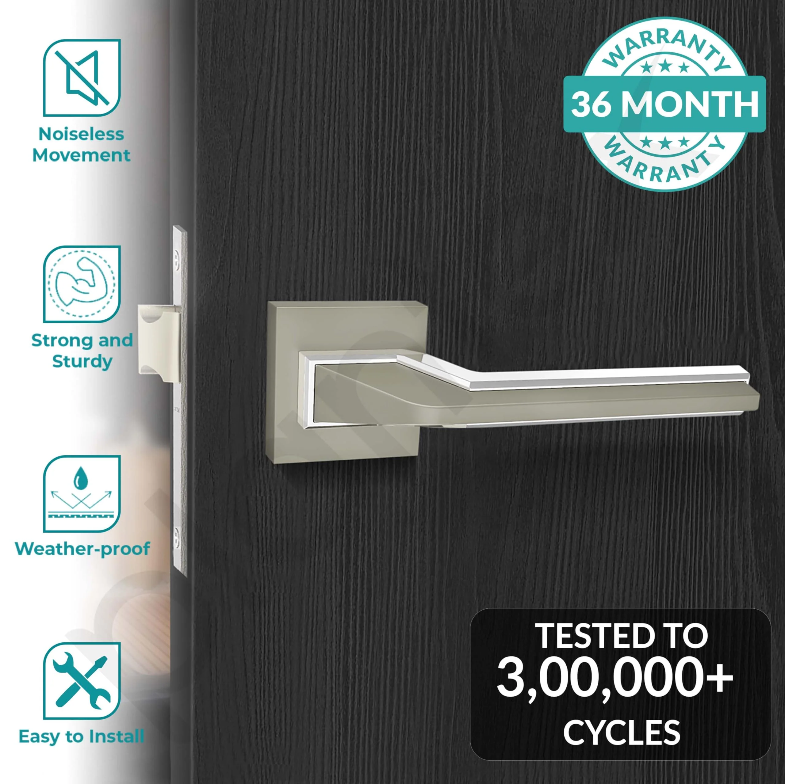 Plantex Heavy Duty Door Lock for Bathroom/Mortise Keyless Door Lock for Store Room/Office with Baby Latch – (Satin White & Chrome) - Image 2