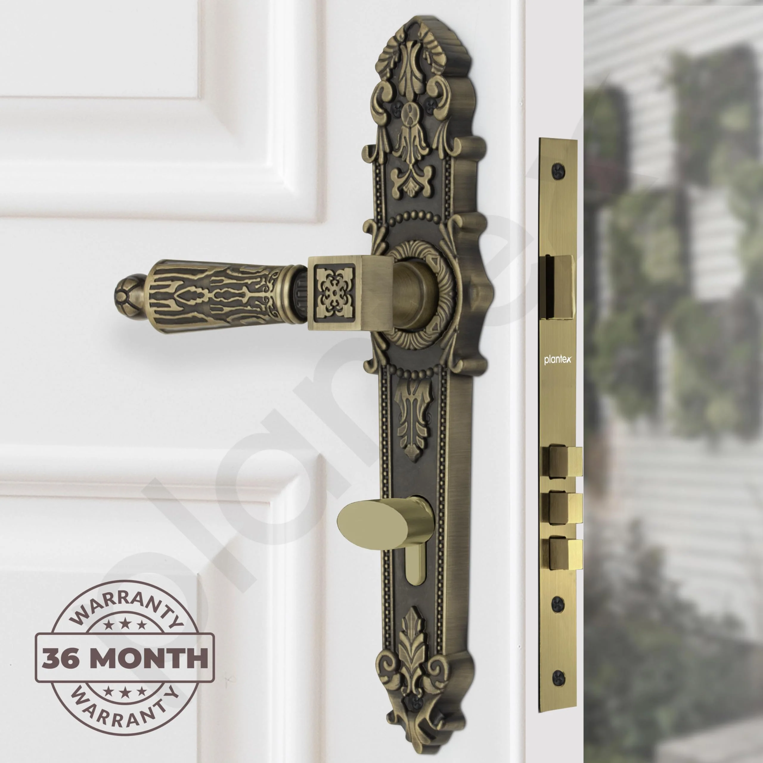 Plantex Heavy-Duty Door Lock for Main Door/Mortise Locks Handle Set with 3 Years of Warranty Mortice Locks with 3 Keys, Brass Lock Body & Cylinder(657- Brass Antique) - Image 4