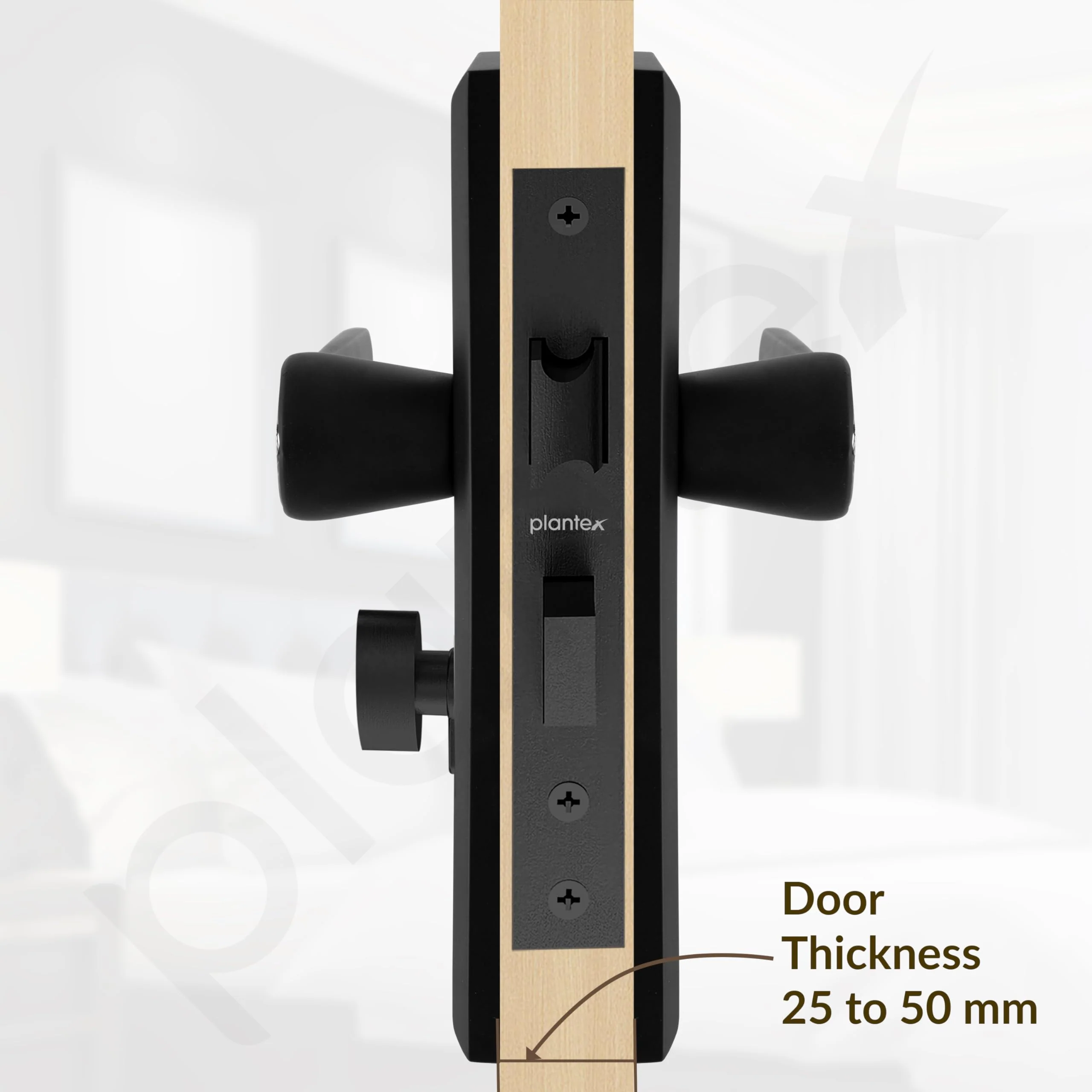Plantex Heavy-Duty Door Lock/Main Door Lock Handle Set/6-Lever Lock Mechanism Mortise Lock with 3 Keys/Brass Lock Body & Cylinder (PTP-07, Black) - Image 5